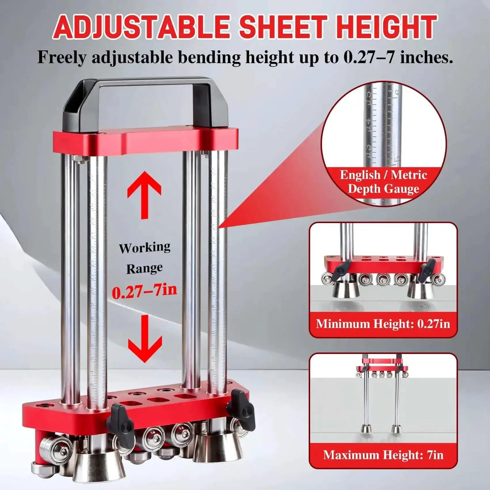 Two Station Edge Bender For Sheet Metal Roller And Roof Projects, On The Job Site, Heavy Duty Pro Grade, Scratch Free Beveled Rollers, 0 To 100 Degree Bending, Lightweight Aluminum Alloy Portable Metal Bender - Image 6
