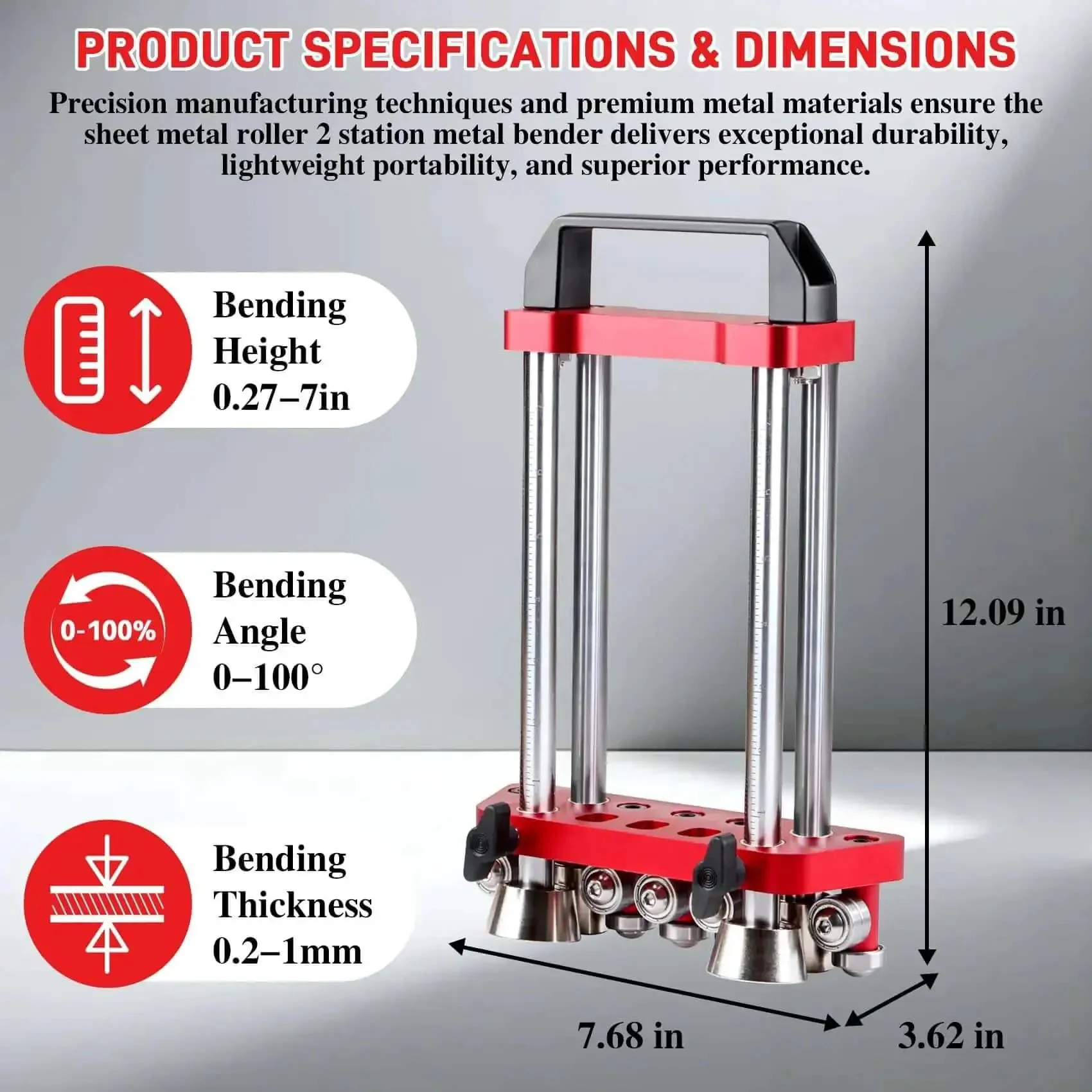 Two Station Edge Bender For Sheet Metal Roller And Roof Projects, On The Job Site, Heavy Duty Pro Grade, Scratch Free Beveled Rollers, 0 To 100 Degree Bending, Lightweight Aluminum Alloy Portable Metal Bender - Image 7