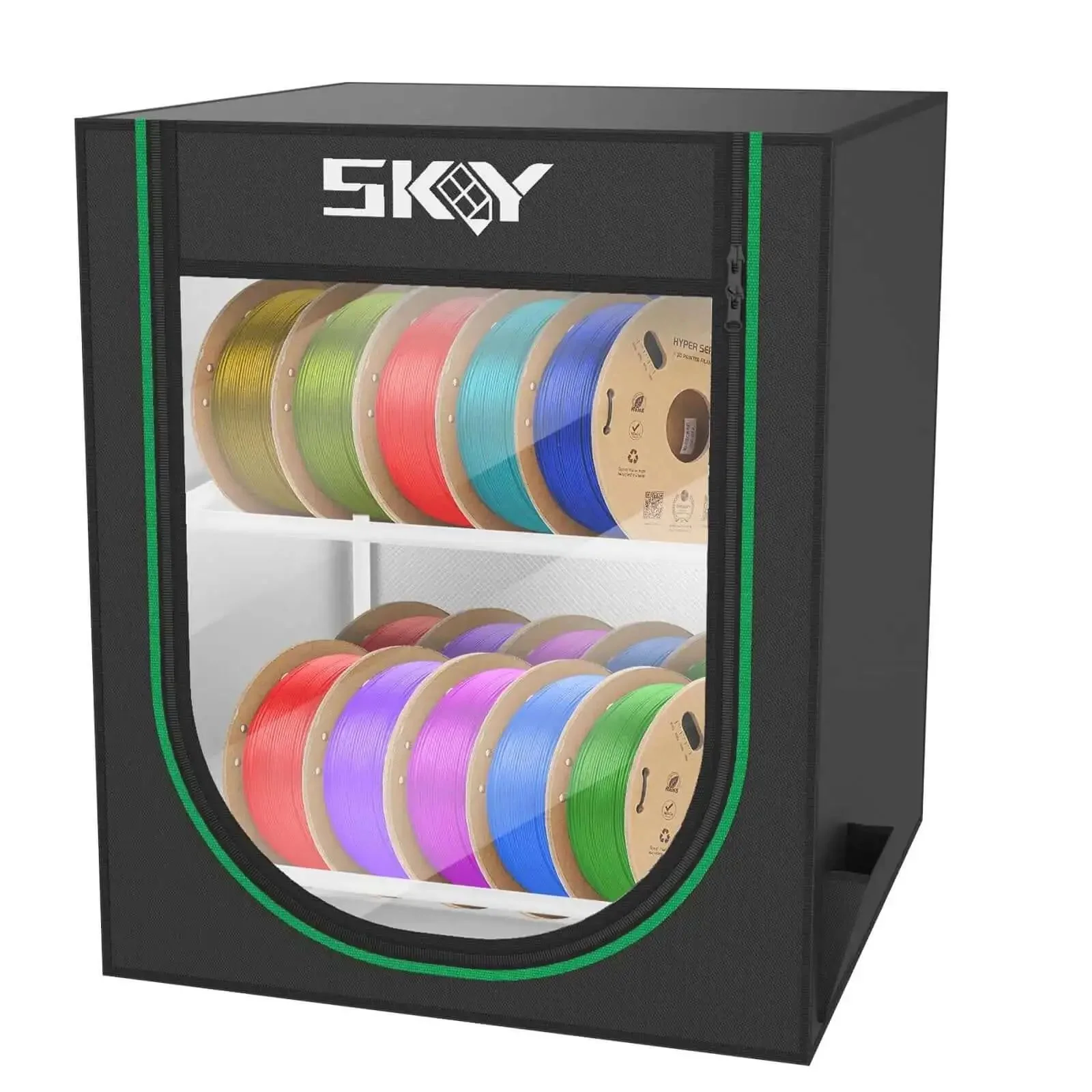 Two Tier Filament Storage Rack With Cloth Cover For 3D Printers, Heavy Duty Metal Filament Organizer That Holds 20 Rolls, Perfect For Home, Office, Workshop Or Studio, Keeps Spools Neat And Easy To Access, Black