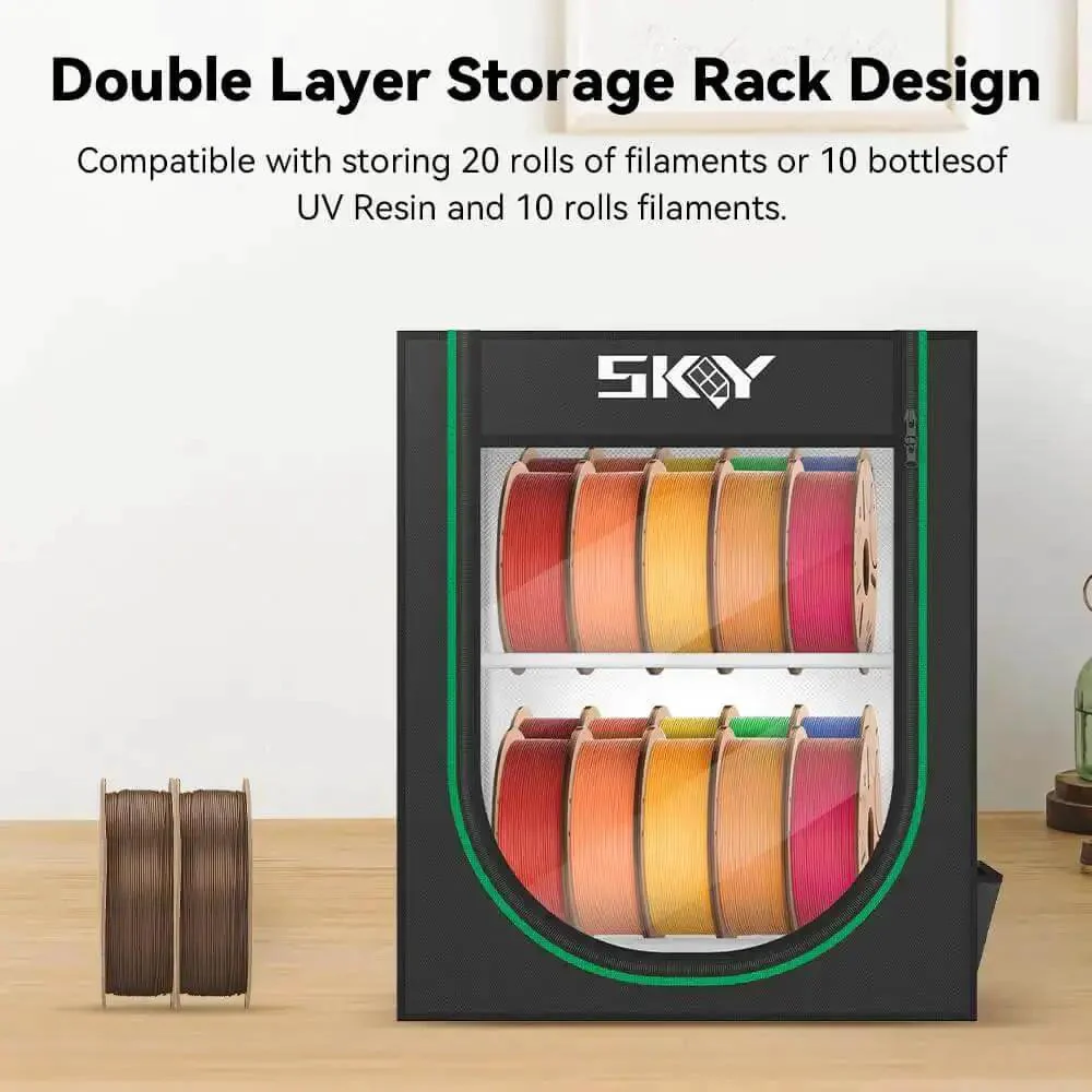 Two Tier Filament Storage Rack With Cloth Cover For 3D Printers, Heavy Duty Metal Filament Organizer That Holds 20 Rolls, Perfect For Home, Office, Workshop Or Studio, Keeps Spools Neat And Easy To Access, Black - Image 6