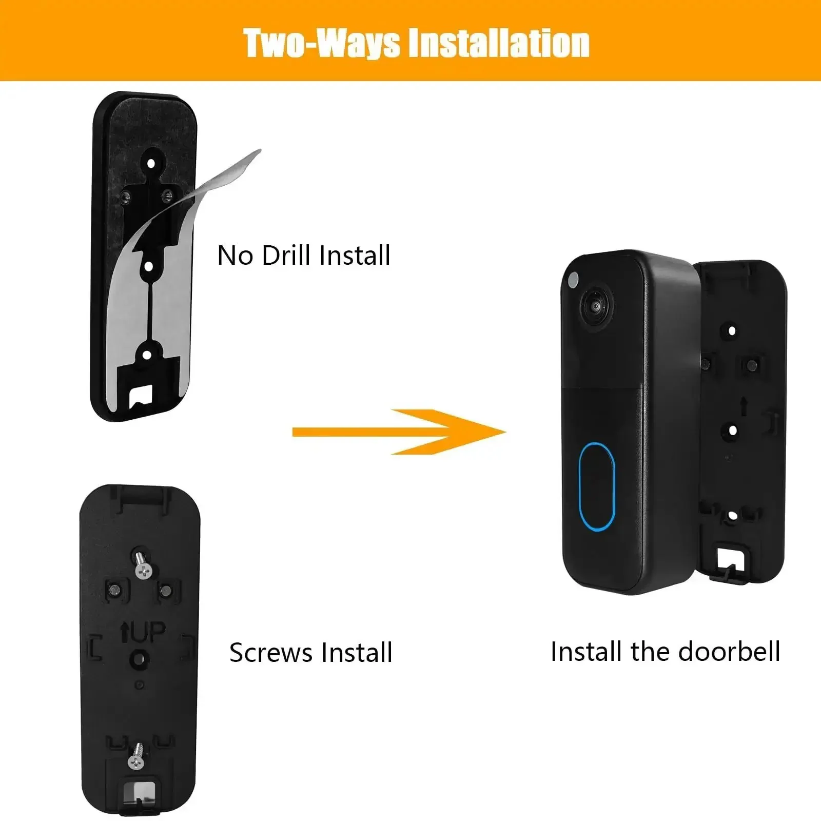 Two Way Installation Backplate Mount For Blink Video Doorbell 2nd Gen No Drill Adhesive Doorbell Mount With Easy Peel And Stick Setup Replaces Back Plate Works With Blink Doorbell Camera Indoor Or Outdoor Use - Image 5