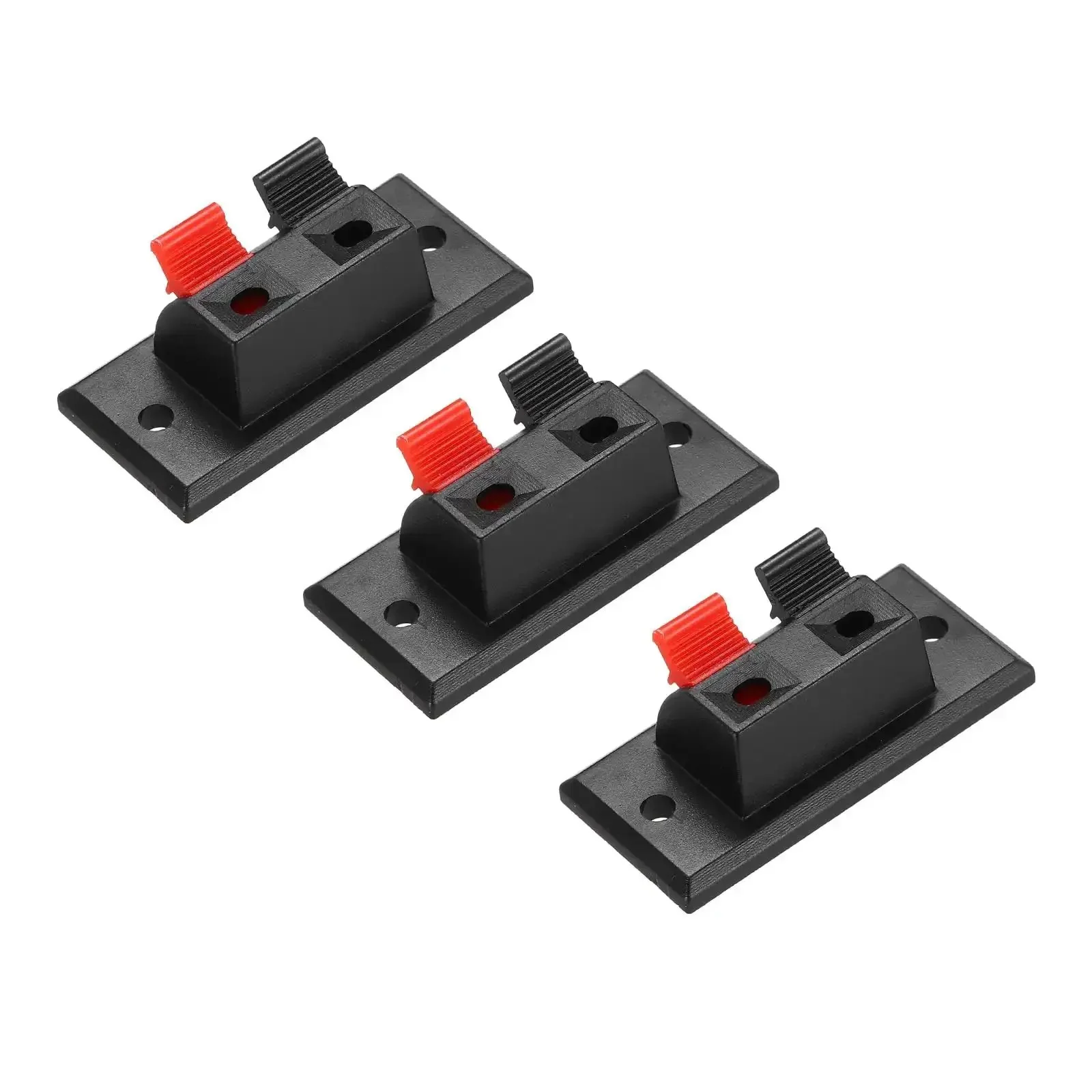 Two Way Spring Terminal Clip Push Release Connector Plate Jack Socket For Speaker Terminal Strip Block Test Clip Three Pack Great For DIY Audio Upgrades Red And Black Color Coding 45mm Mounting Size