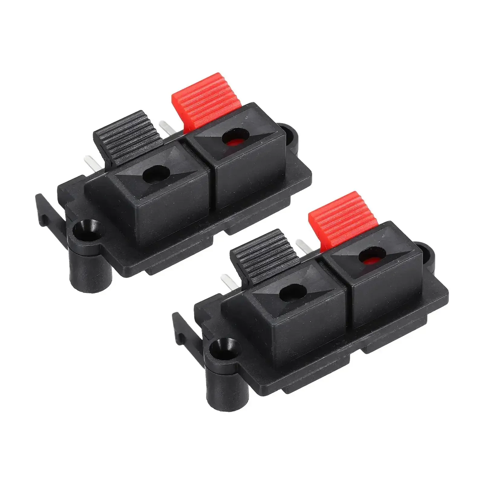Two Way Spring Terminal Clip Push Release Connector Plate Jack Socket For Speaker Terminal Strip Block Jointing Clamp Test Clip 2Pcs Red Black Color Coding For DIY Audio Upgrades And Speaker Rigs