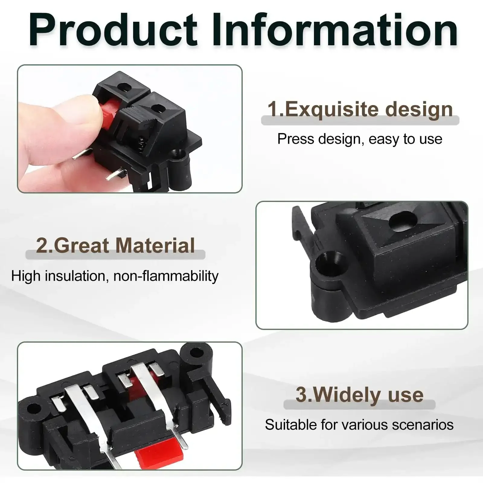 Two Way Spring Terminal Clip Push Release Connector Plate Jack Socket For Speaker Terminal Strip Block Jointing Clamp Test Clip 2Pcs Red Black Color Coding For DIY Audio Upgrades And Speaker Rigs - Image 5