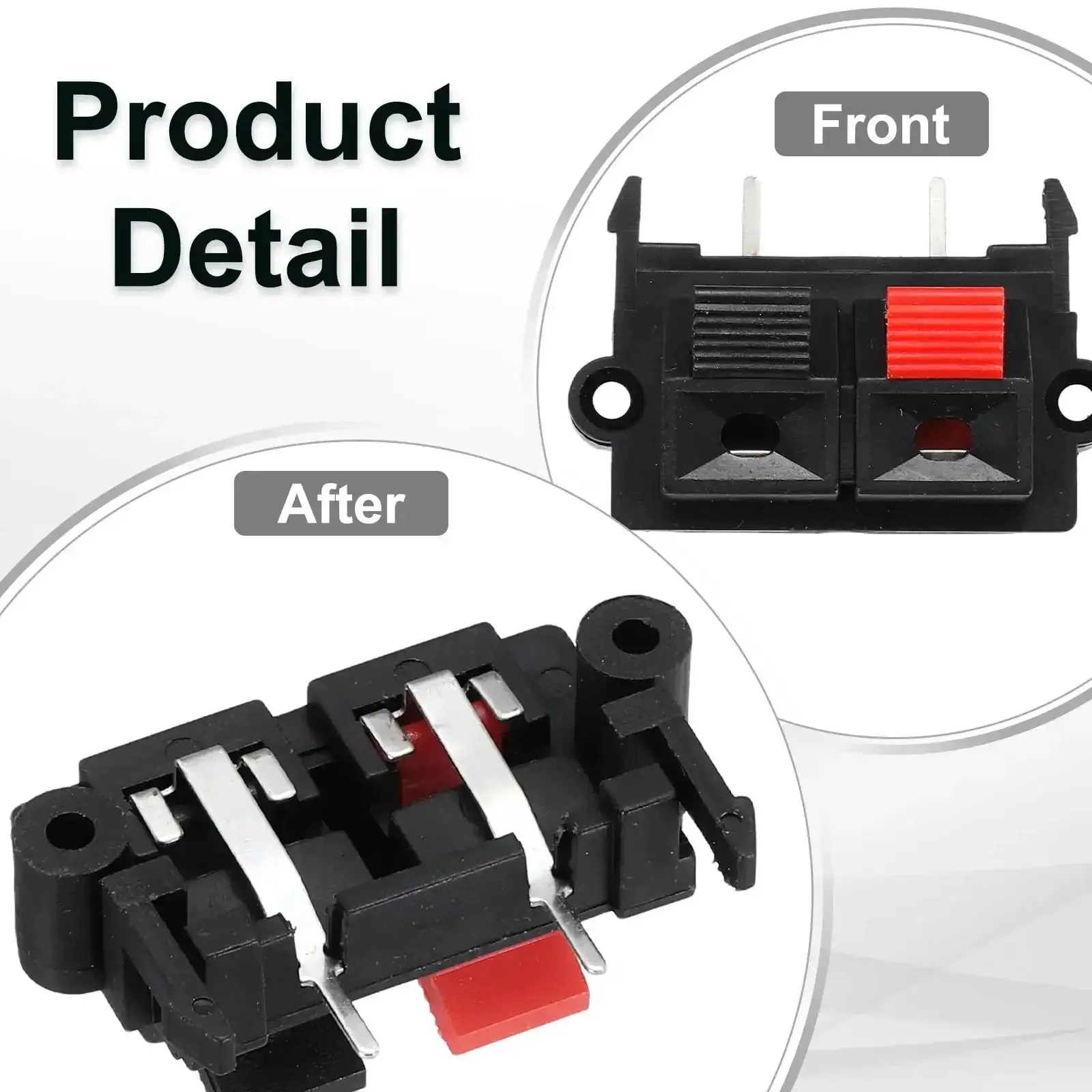 Two Way Spring Terminal Clip Push Release Connector Plate Jack Socket For Speaker Terminal Strip Block Jointing Clamp Test Clip WP2-19 5Pcs Ideal For HiFi DIY Audio Upgrades Cabinet Wiring Copper And Plastic Construction - Image 4