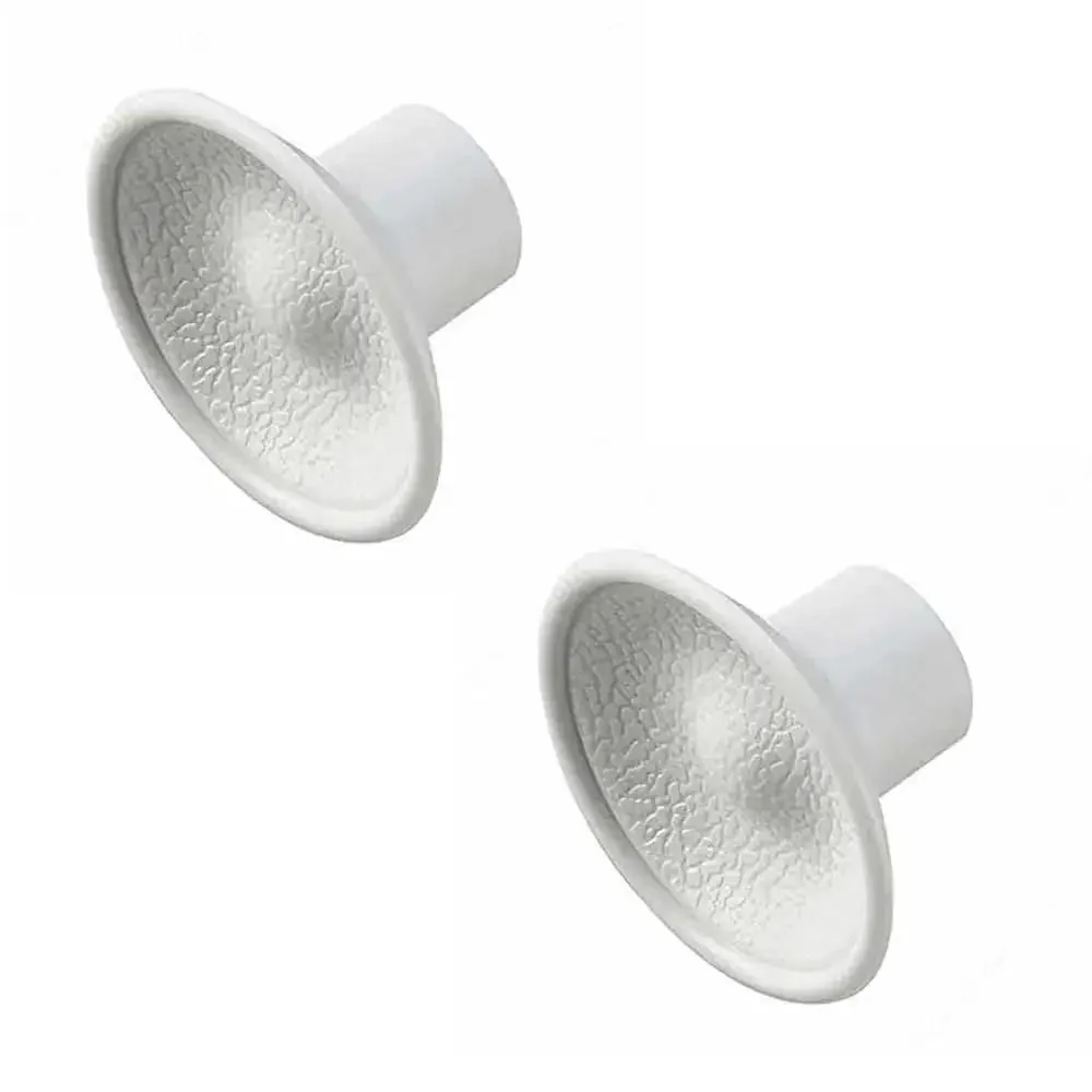 Two White Bi-Fold Closet Door Pull Knobs Replacement Kit Pack Of 2 With Two Long Pan Head Screws And Washers, All Mounting Hardware Included, Heavy Duty 1-3/4 Inch Base, Built For Quick Swap On Most Bi-Fold Doors
