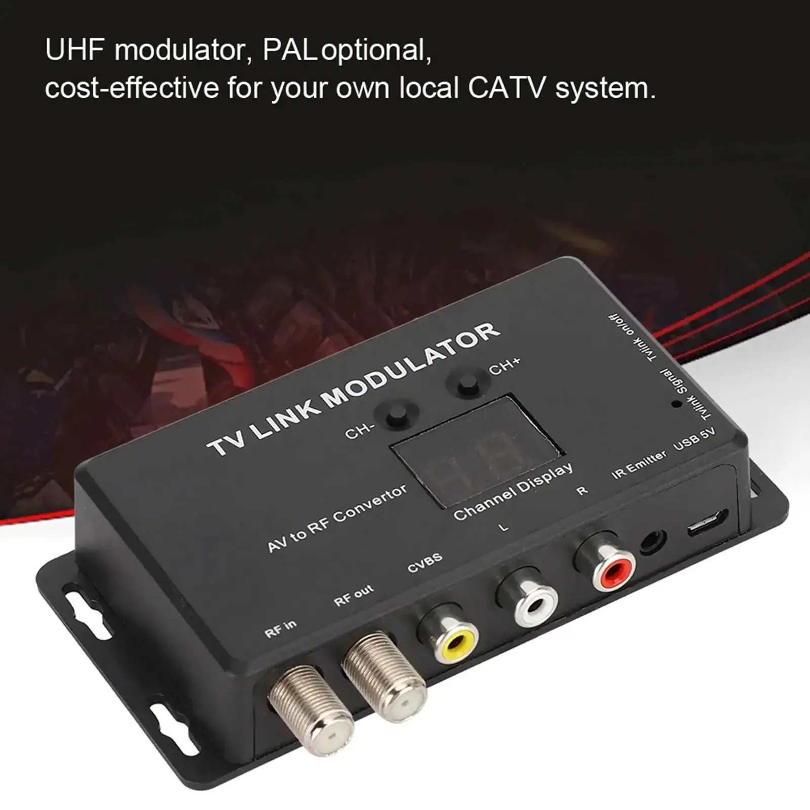 UHF TV Link Modulator With AV To RF Converter For Your Local CATV Setup, Channel Display, Adjustable Audio Video Output, Easy USB Setup, Works With Set Top Boxes And AV Gear, PAL Optional - Image 8