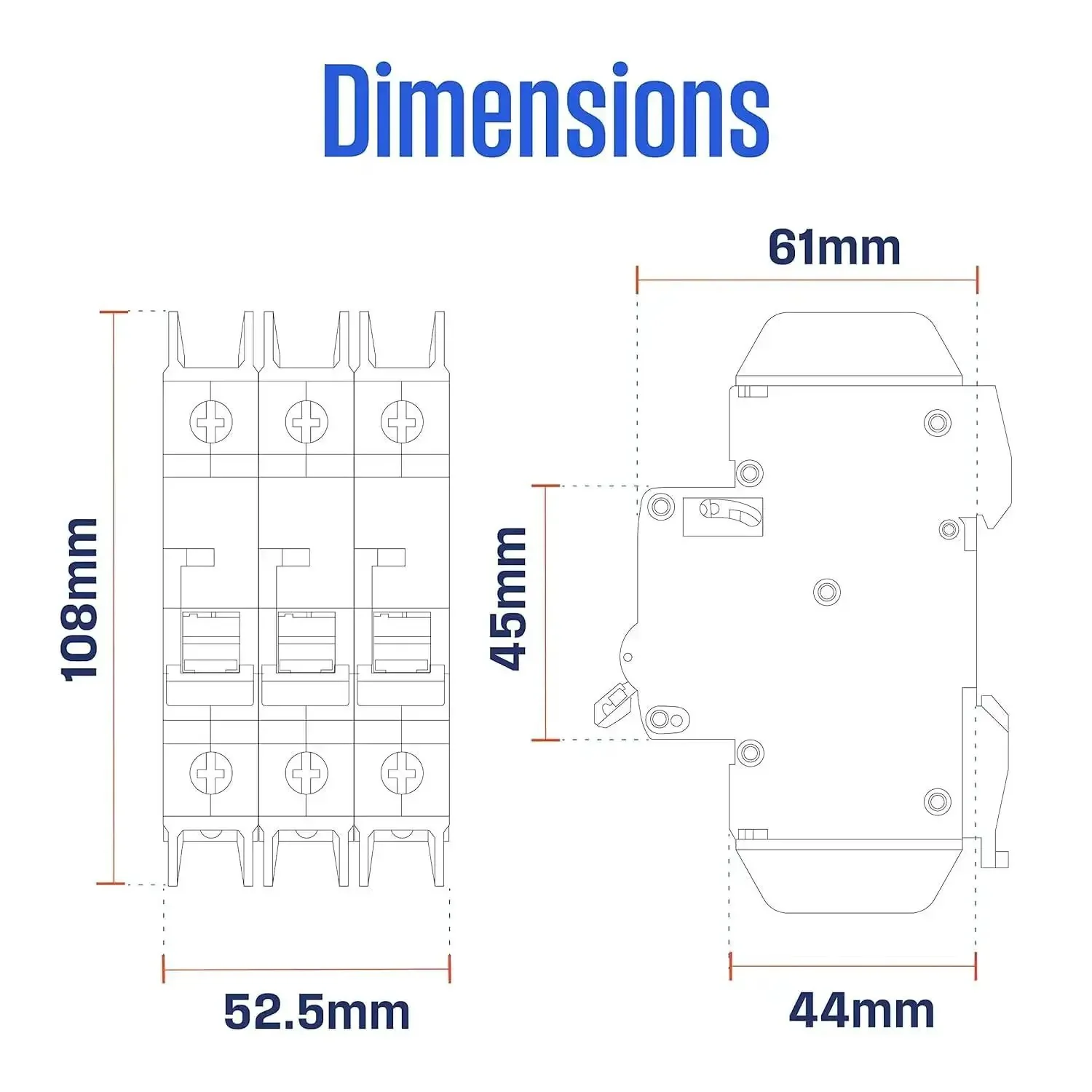 UL 489 AC Miniature Circuit Breaker 5 Amp 3 Pole D Curve 480Y 277V AC 10kA SCCR Thermal Magnetic Trip DIN Rail White WMBB3D05-1 No Fuss Panel Duty Easy DIN Rail Install Reliable Circuit Protection For Home Or Small Business - Image 3