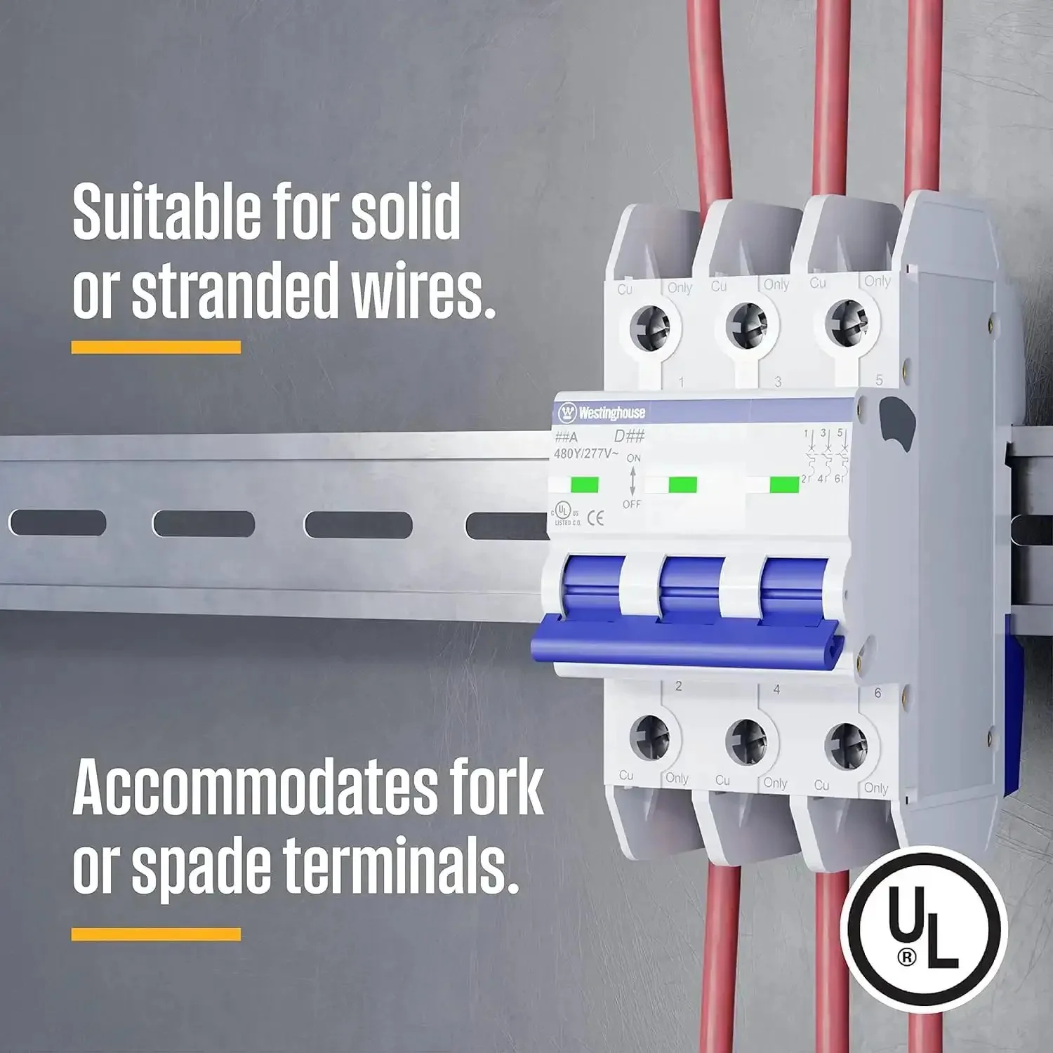 UL 489 AC Miniature Circuit Breaker 5 Amp 3 Pole D Curve 480Y 277V AC 10kA SCCR Thermal Magnetic Trip DIN Rail White WMBB3D05-1 No Fuss Panel Duty Easy DIN Rail Install Reliable Circuit Protection For Home Or Small Business - Image 6