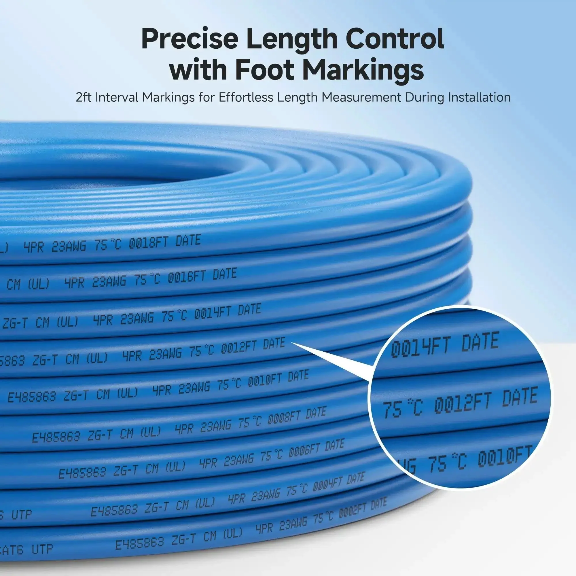 UL Listed 10Gbps In Wall Cat6 Cable 23 AWG Bare Copper Solid Bulk Ethernet Cord 500 Ft UTP CM Rated Blue For Home Office Gig Ready Networking Ideal For Home Theater Gaming Or Office Networking Upgrades - Image 6