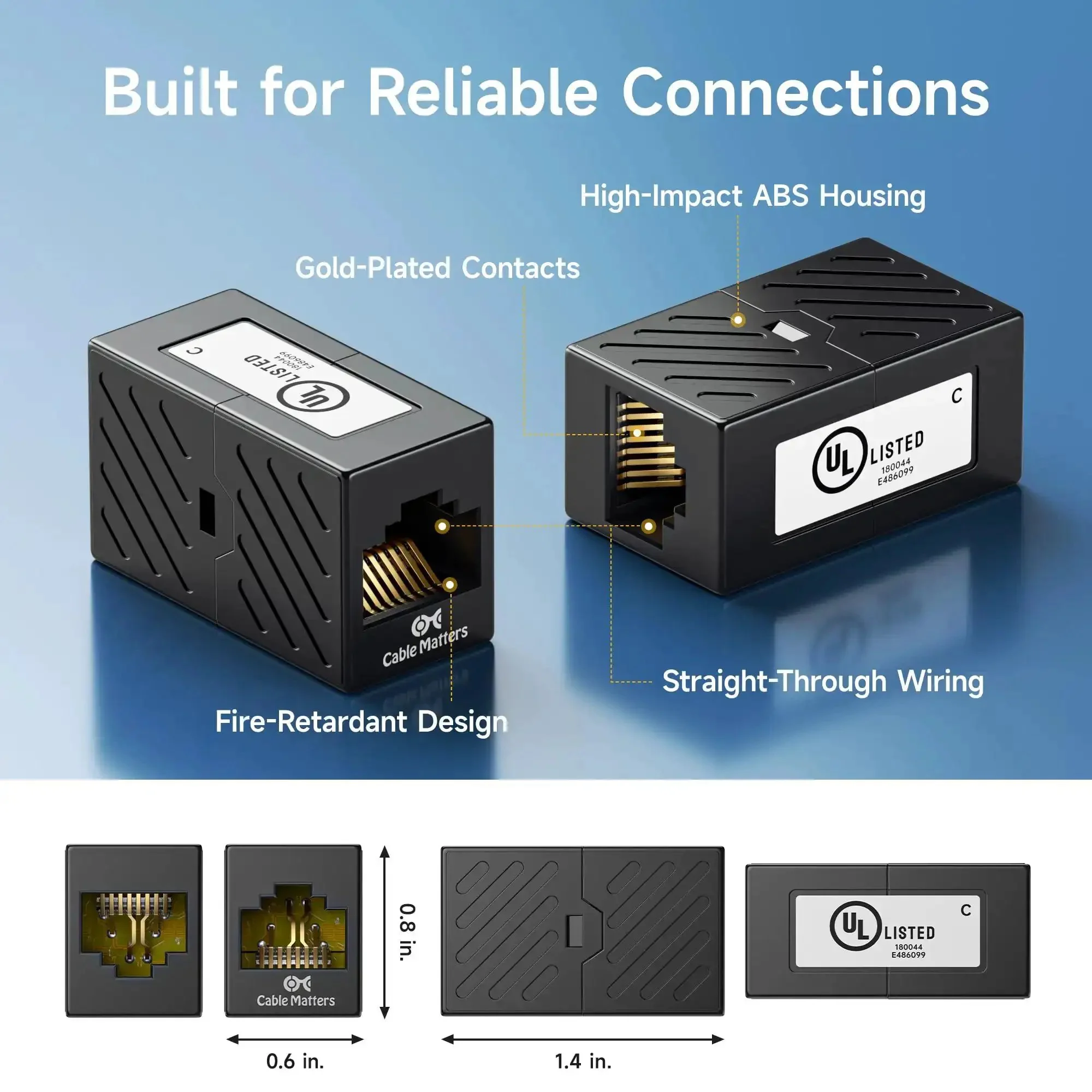 UL Listed 5 Pack Cat6 RJ45 Female To Female Couplers For High Speed Ethernet Extending Your Network 10Gbps Capable Black Easy Plug And Play Compatible With Cat6A And Cat5e Durable Shielded Design - Image 5