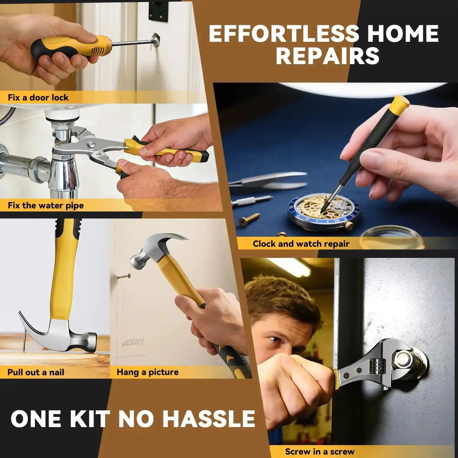 Ultimate 199 Piece Home And Auto Tool Kit Set For DIYers Homeowners And Handymen With Screwdrivers Pliers Wrenches Sockets Bits Hex Keys Saws Levels And Tool Box Case - Image 5