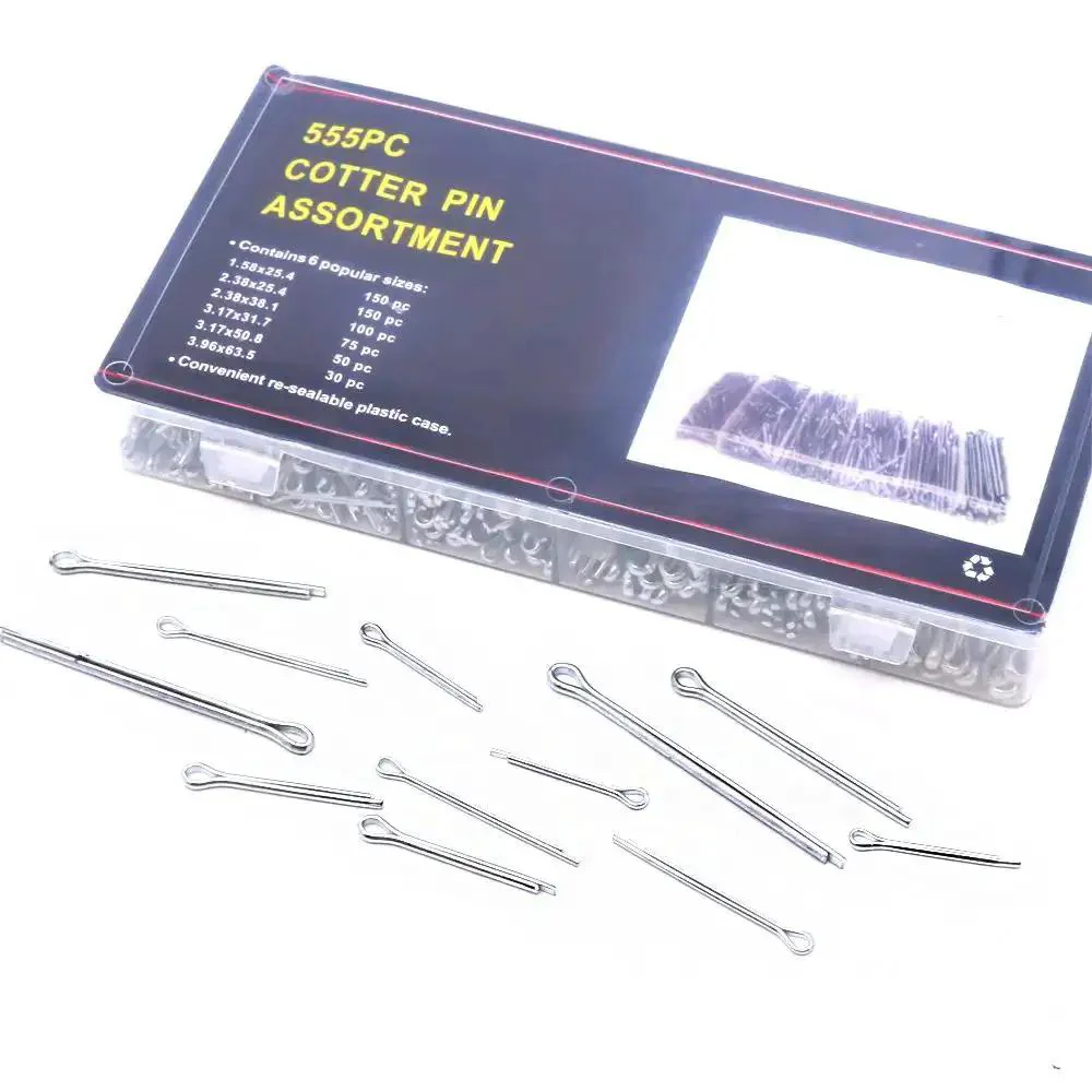 Ultimate 555-Piece Heavy Duty Cotter Pin Assortment Kit with Tough Zinc Plated Steel for Superior Corrosion Resistance - Includes Six Key Sizes Like 1/16 Inch x 1 Inch, 3/32 Inch x 1 Inch, 3/32 Inch x 1-1/2 Inch, 1/8 Inch x 1-1/4 Inch, 1/8 Inch x 2 Inch, - Image 2