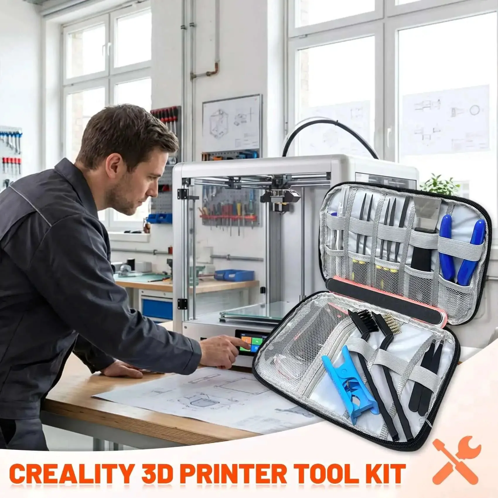 Ultimate All In One 50 Piece 3D Printer Tool Kit For Cleaning And Finishing With Nozzle Cleaners Scrapers Files Wire Cutters Craft Knife Tube Cutter Wrench Tweezers And More In A Handy Tool Bag The Starter Kit Every Maker Needs - Image 2