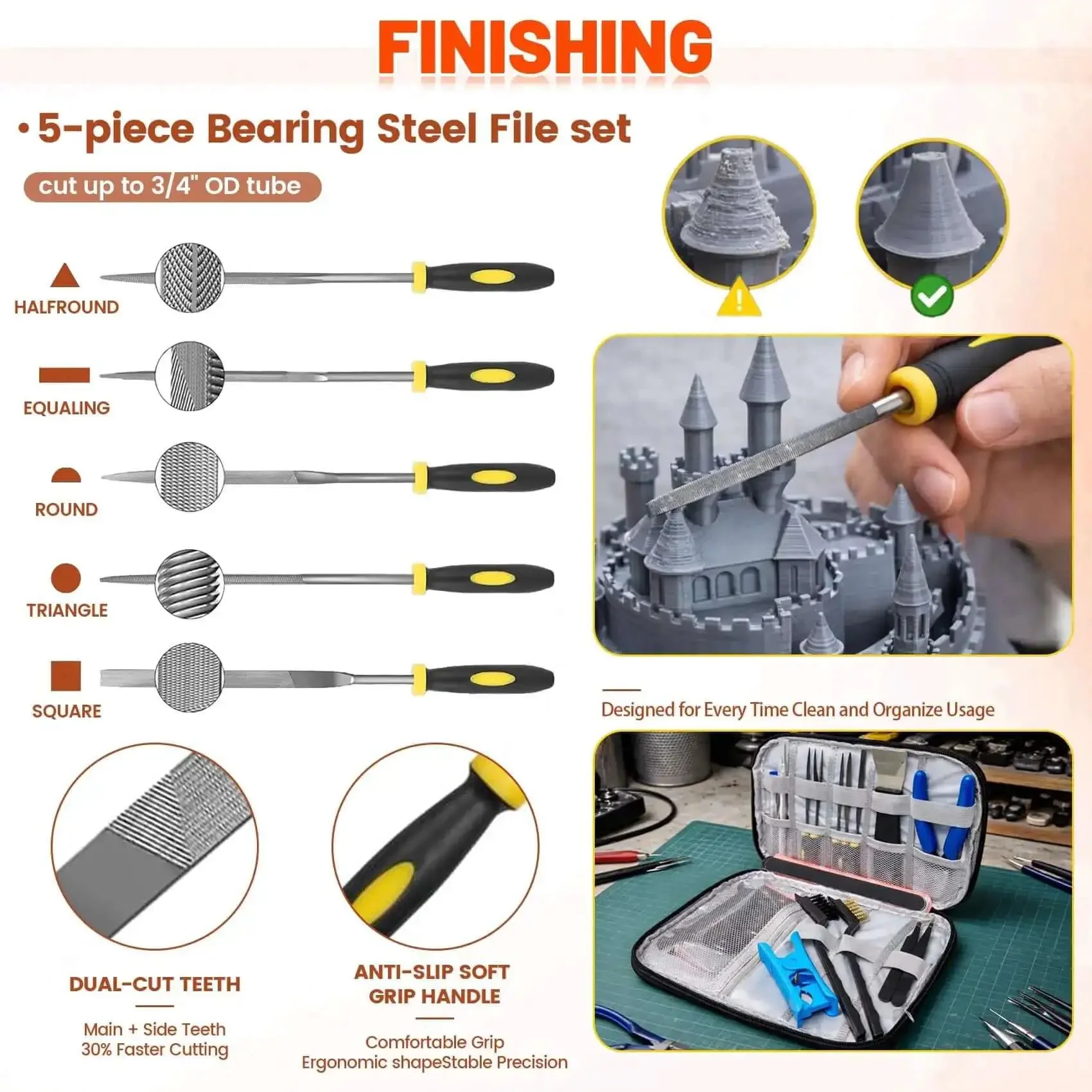 Ultimate All In One 50 Piece 3D Printer Tool Kit For Cleaning And Finishing With Nozzle Cleaners Scrapers Files Wire Cutters Craft Knife Tube Cutter Wrench Tweezers And More In A Handy Tool Bag The Starter Kit Every Maker Needs - Image 4