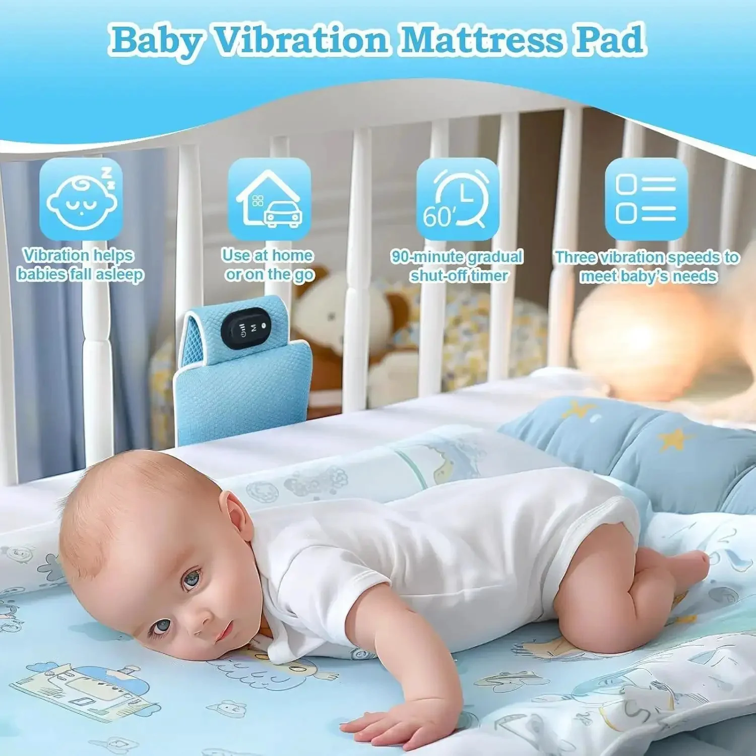 Ultimate Baby Sleep Soother With Three Adjustable Vibration Modes And 90 Minute Timer For Newborns, Portable Crib And Stroller Sleep Aid For Home Or Travel, Gentle Soothing Vibration To Help Baby Doze Off Faster On The Go - Image 4