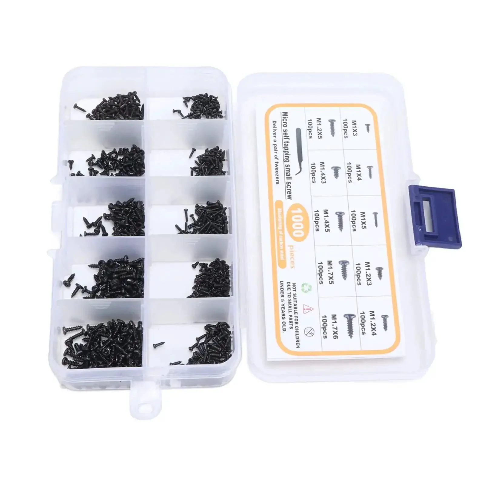 Ultimate Handy Self Tapping Screws Set In Carbon Steel With Pan Head Kit And Tweezers Ten Size Range For Glasses Watches Clocks Toys And Other Small DIY Projects - Image 4