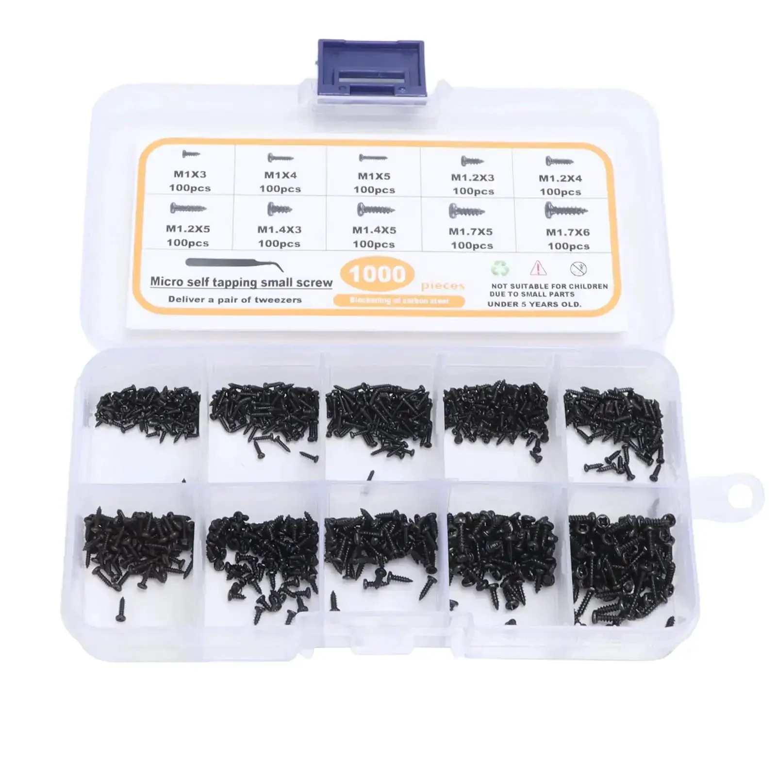 Ultimate Handy Self Tapping Screws Set In Carbon Steel With Pan Head Kit And Tweezers Ten Size Range For Glasses Watches Clocks Toys And Other Small DIY Projects - Image 6