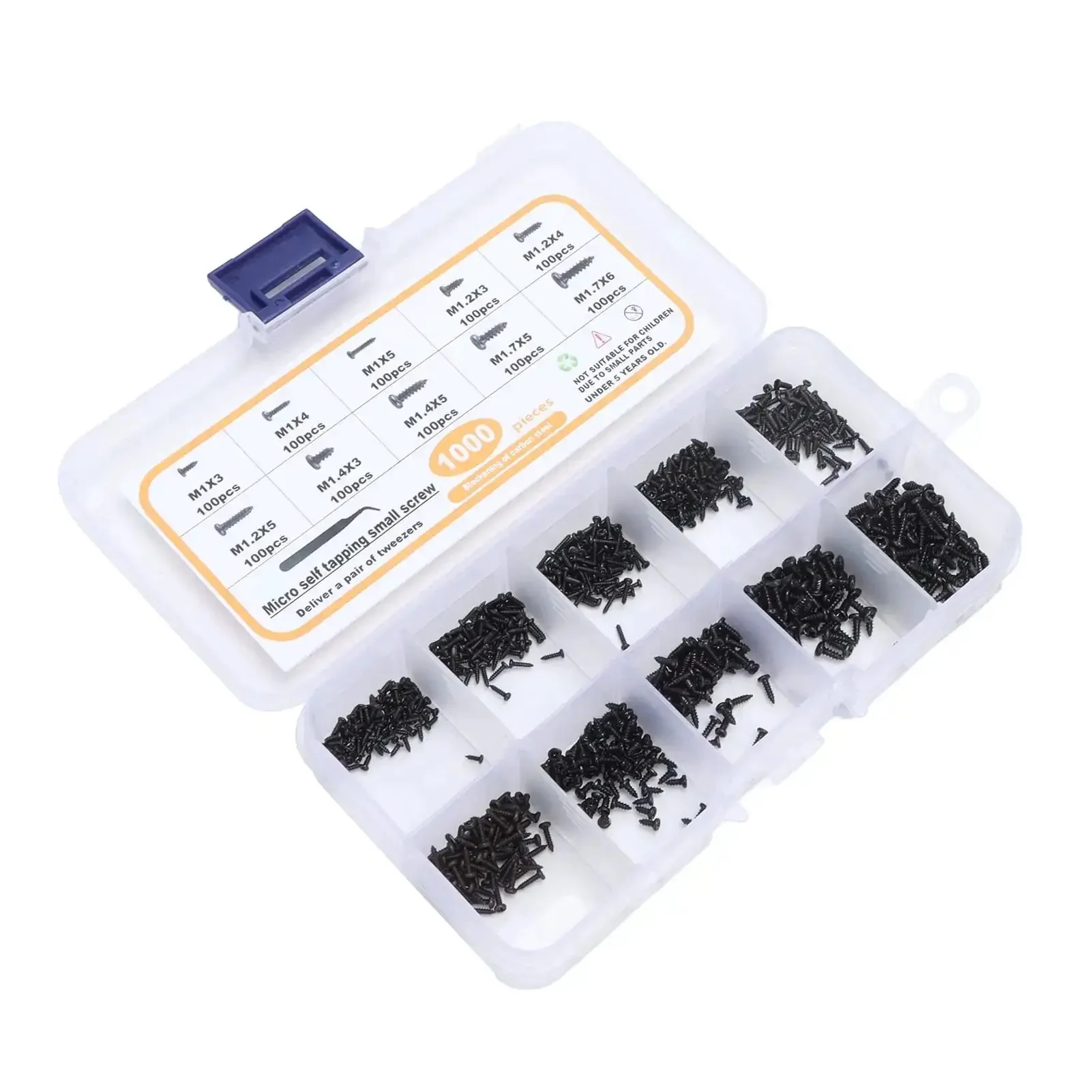 Ultimate Handy Self Tapping Screws Set In Carbon Steel With Pan Head Kit And Tweezers Ten Size Range For Glasses Watches Clocks Toys And Other Small DIY Projects - Image 9