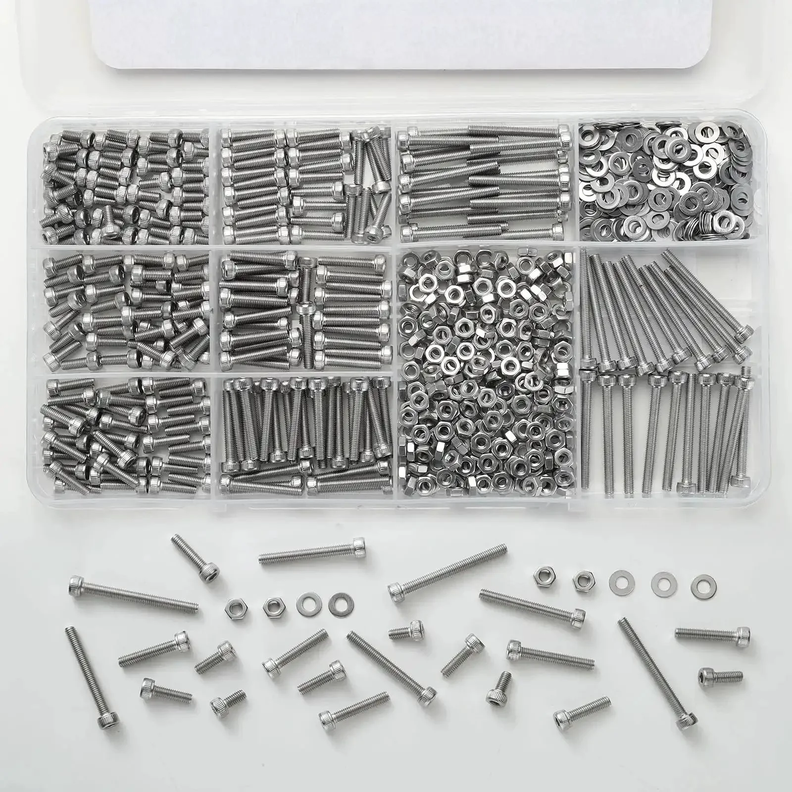 Ultimate M3 Screws And Nuts Kit For 3D Printing 750 Piece Set In 304 Stainless Steel 18 8 Stainless Hex Socket Head Cap Screws With 250 Nuts And 250 Washers Includes M3 6 8 10 12 16 20 25 30mm For DIY Projects - Image 3
