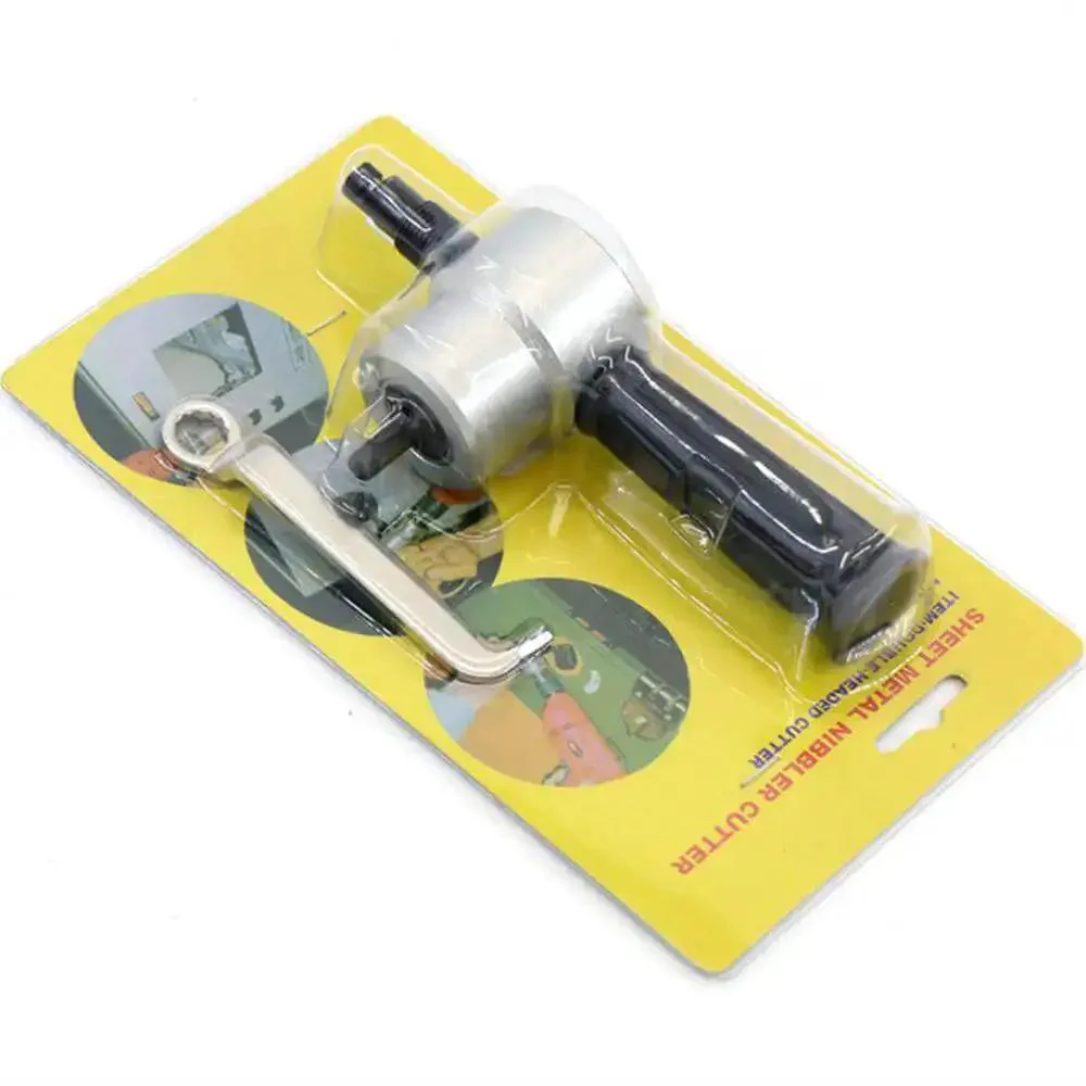 Ultimate Multipurpose Sheet Metal Nibbler Cutter Drill Attachment Double Head For Handheld Drills, Pro Grade Cuts Iron Aluminum Stainless Steel And Plastic Sheets, Durable Black And Silver Tone Tool With Smooth Precise Cuts - Image 2