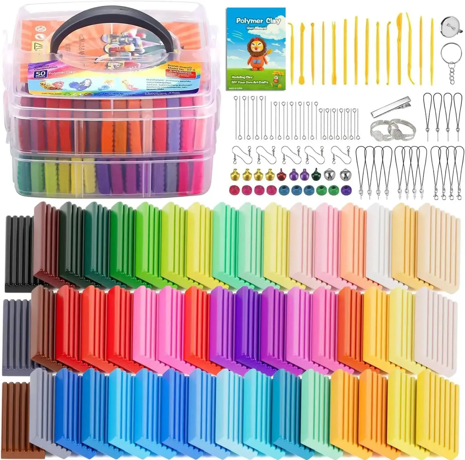 Dope Polymer Clay Starter Kit With 50 Vibrant Colors, Oven Bake Modeling Clay, 2.8 Lb Total, Includes Storage Box, Tools, Accessories, And Project Guide, Non Toxic, Kid Safe, Allergy Friendly - Image 2