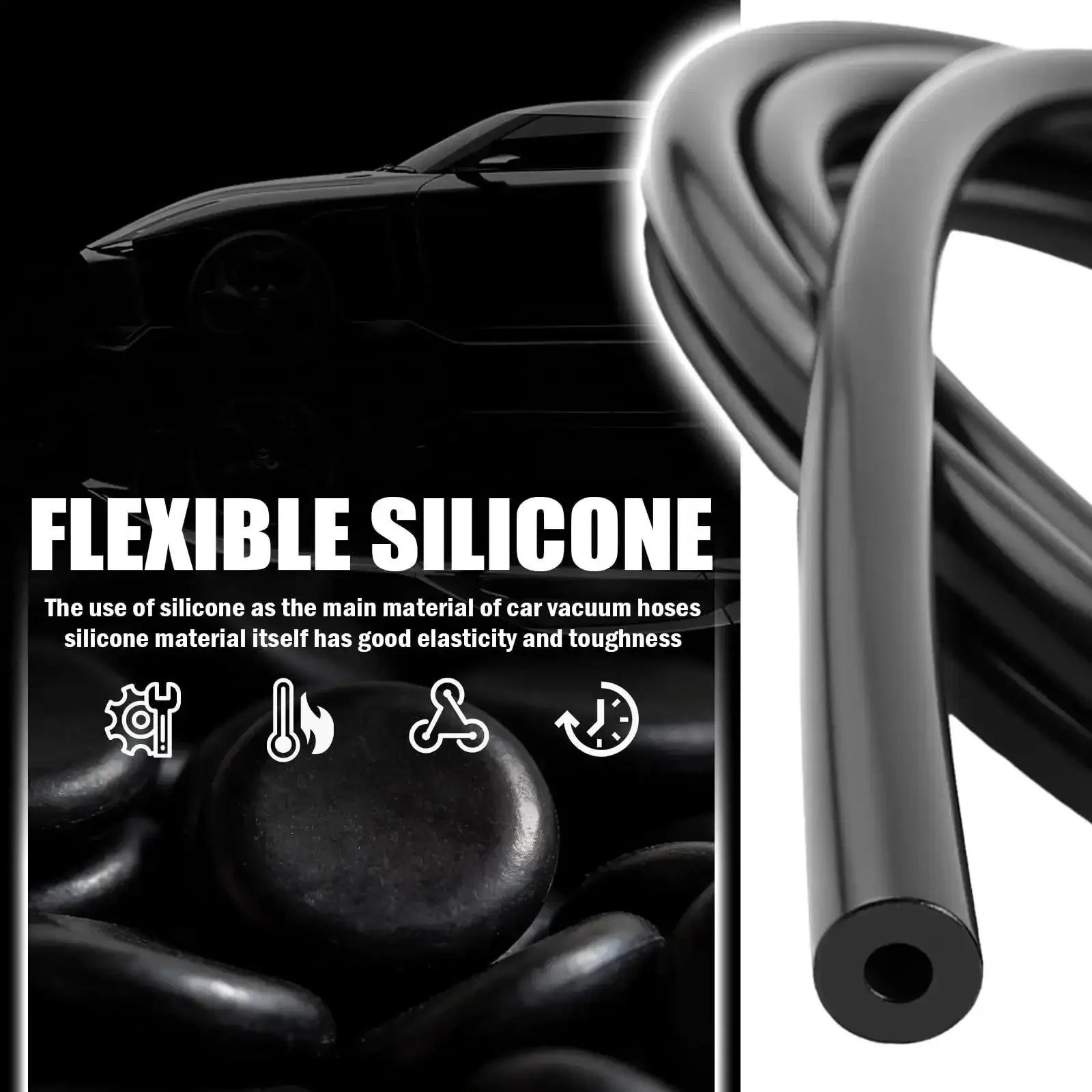 Ultimate Silicone Vacuum Hose Kit For Auto Projects Six Piece Five Foot Set With Six Inner Diameters One Eighth Inch Five Thirty Two Inch Three Sixteen Inch One Quarter Inch Five Sixteen Inch And Three Eighth Inch Hoses Plus Connectors And Clamps - Image 5