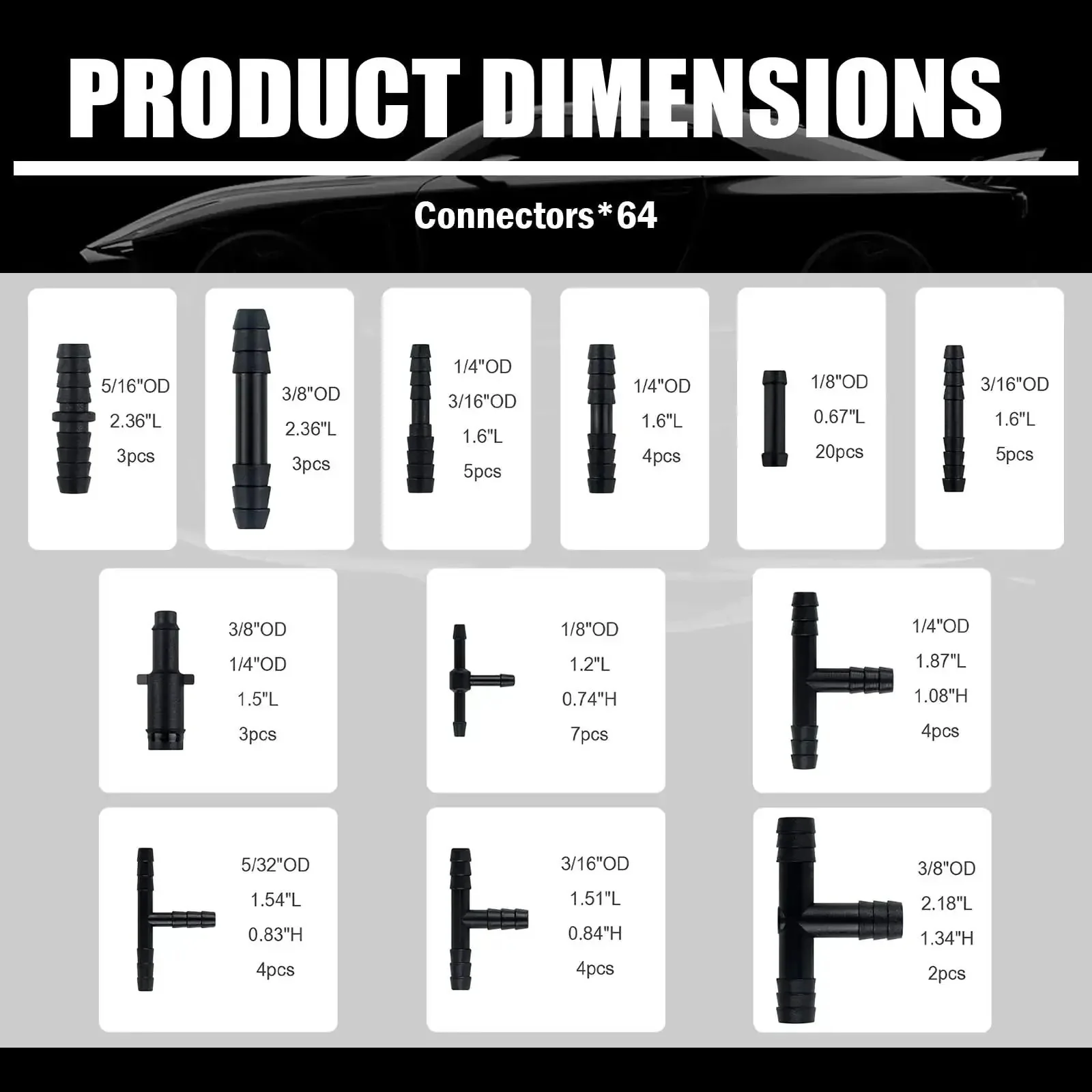 Ultimate Silicone Vacuum Hose Kit For Auto Projects Six Piece Five Foot Set With Six Inner Diameters One Eighth Inch Five Thirty Two Inch Three Sixteen Inch One Quarter Inch Five Sixteen Inch And Three Eighth Inch Hoses Plus Connectors And Clamps - Image 6