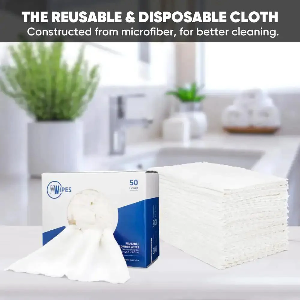 Ultra-Absorbent Microfiber Rags In A Box, 50 Count, 10 By 12 Inches Reusable Wipes For Cleaning, Edgeless Terry Towels And Shop Rags For Quick Wash And Dust Busting, Household Cleaning Essentials, White - Image 7