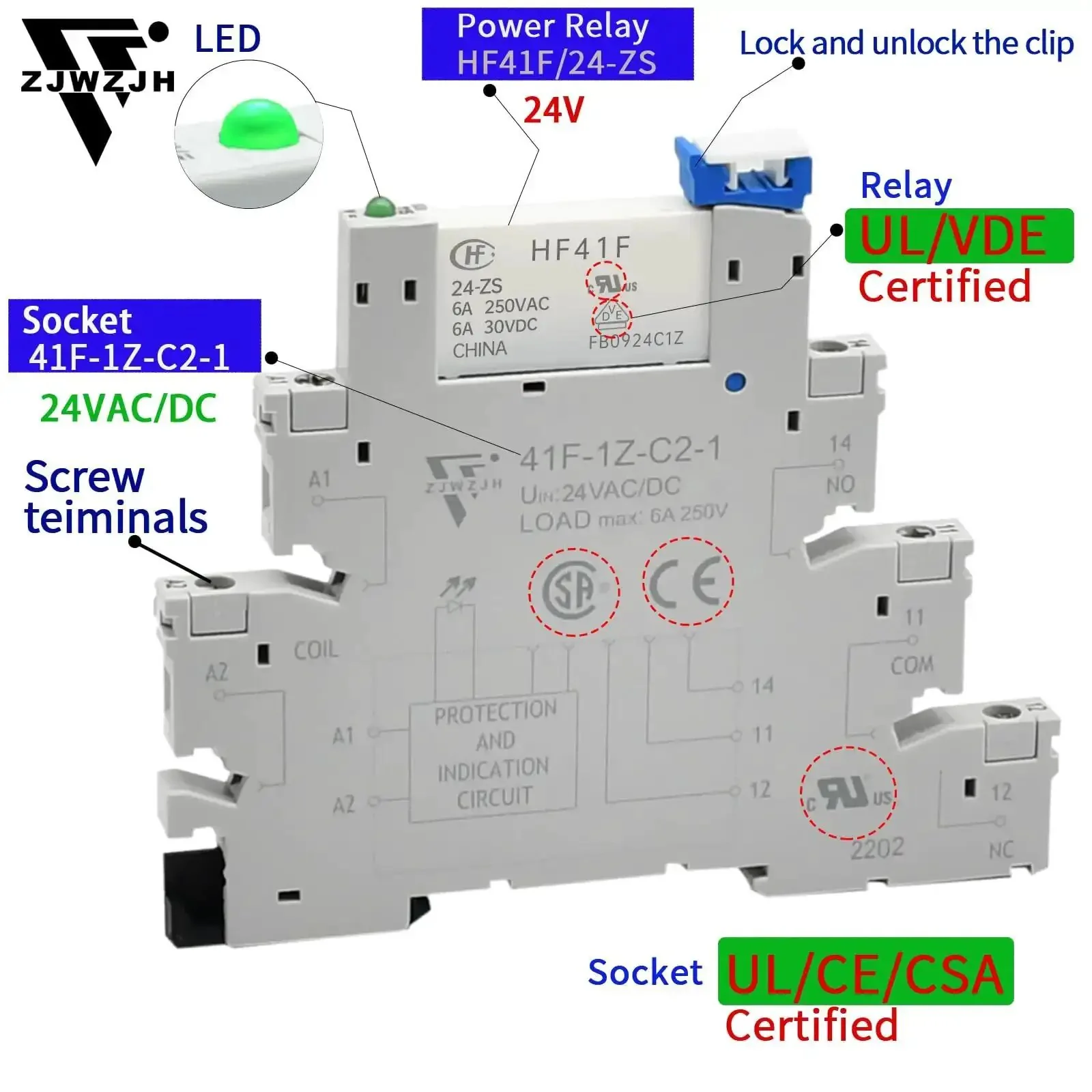 Ultra Compact 24V Electromagnetic Relay 1 Form C SPDT 1NO 1NC 6A For Plug And Play PLC Control UL Listed Mini Power Relay With DIN Rail Mount DC AC Coil Includes Jumper And Separator Pack Of 10 - Image 4