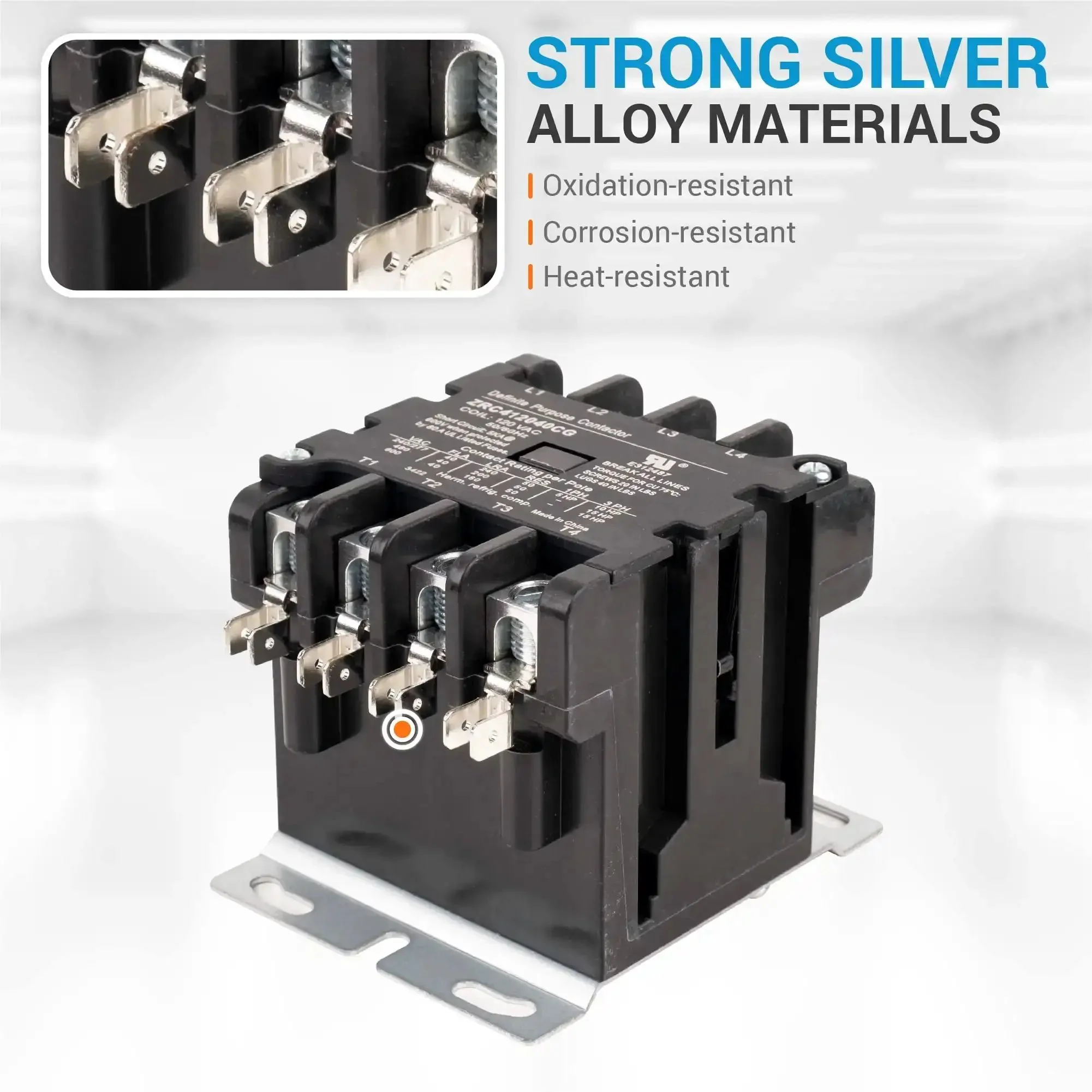 Ultra Durable Heavy Duty 4 Pole Contactor 40 Amp 120 VAC Coil For Relays And Air Conditioners Heat Pumps Refrigeration Systems Replaces HCCY4XT04CJ C25ENF440A 42CF25AF Pack Of 2 - Image 7