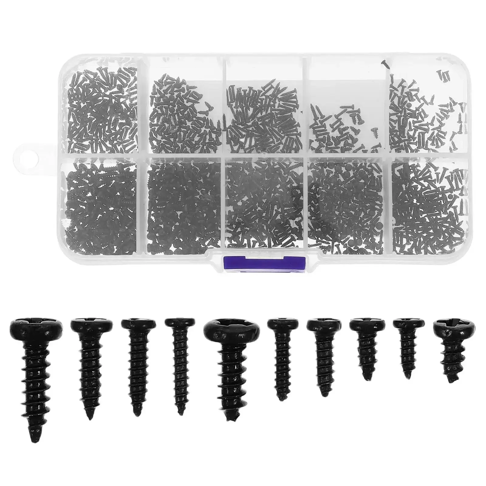 Ultra Handy 1000Pcs Tiny Self Tapping Screws Set Round Head For Electronics Repair M1.3 M1.4 M1.5 Carbon Steel PA Material Durable Kit For Laptops PCBs Gadgets And Other Small Electronics