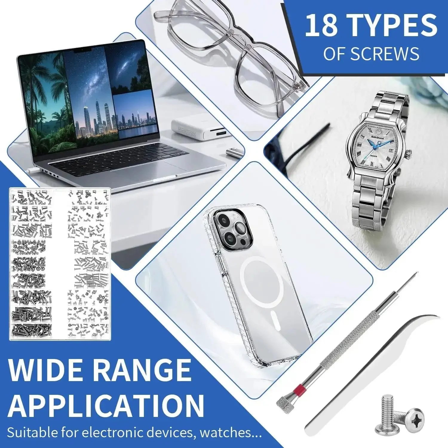 Ultra Handy Micro Screw Repair Kit For Glasses Laptops Watches And Electronics 500Pcs Tiny M1.2 M1.4 M2 Screws With Tweezers And Precision Screwdriver For Quick Fixes - Image 3