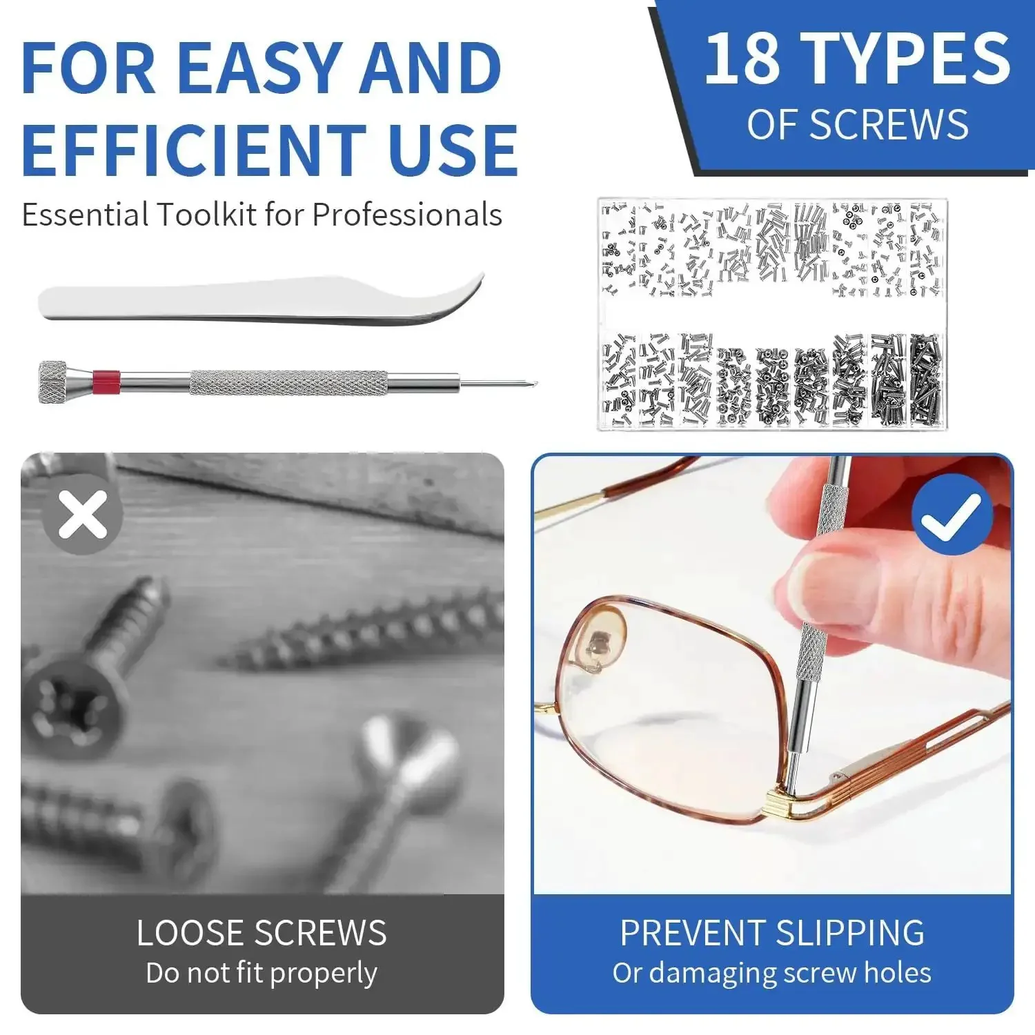 Ultra Handy Micro Screw Repair Kit For Glasses Laptops Watches And Electronics 500Pcs Tiny M1.2 M1.4 M2 Screws With Tweezers And Precision Screwdriver For Quick Fixes - Image 4