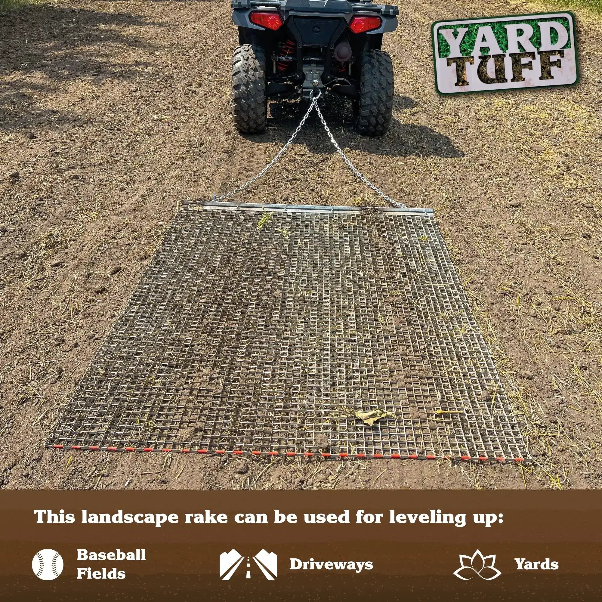 Ultra Heavy Duty ATV UTV Field Surface Leveling Drag Mat With Zinc And Steel Build Five Feet By Four Point Five Feet Tow Chain And Tow Ring Galvanized Mesh For Lawn And Yard Work Weather Ready Leveler Built Tough For Yard Work - Image 8
