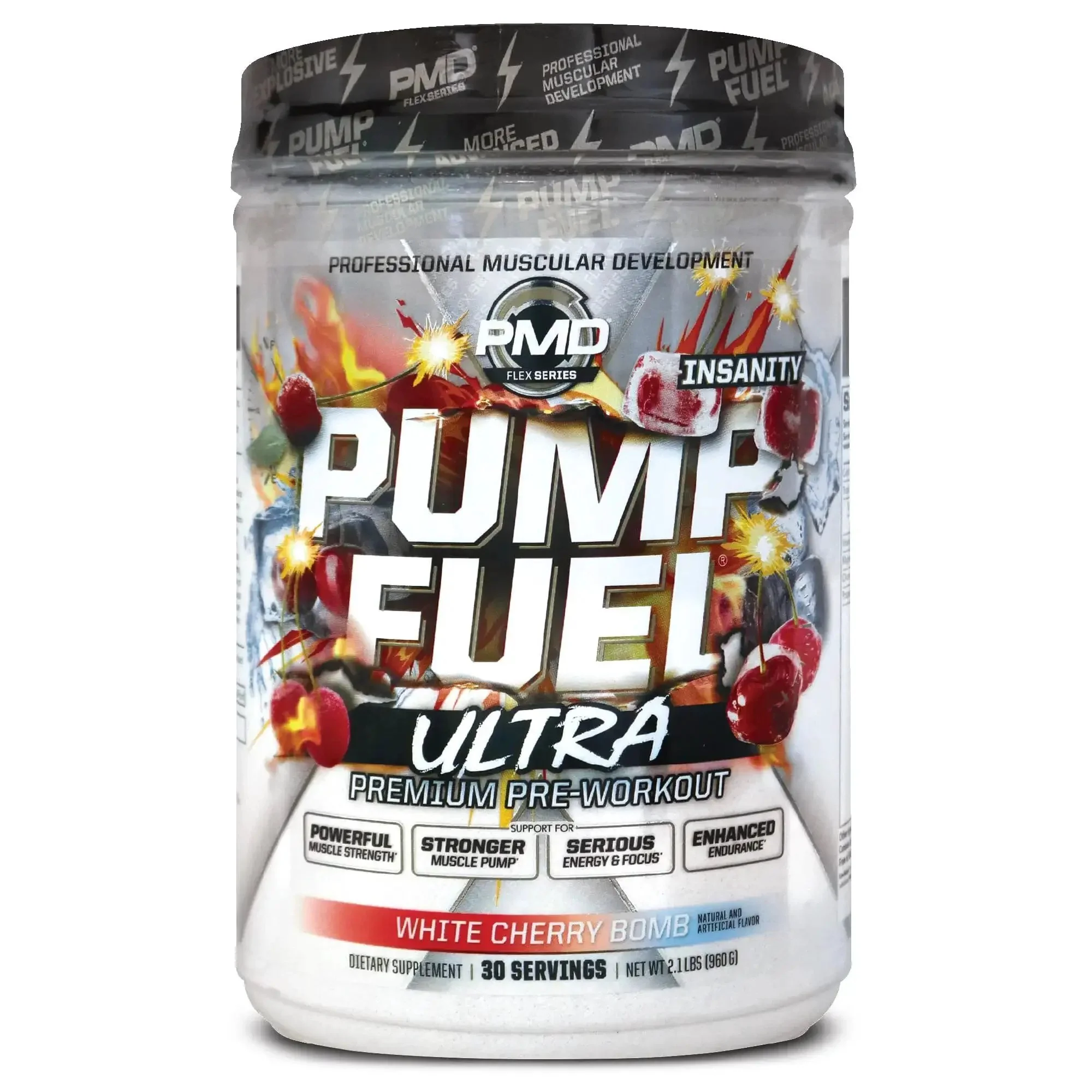 Ultra Insanity Premium Pre Workout Powder For Explosive Muscle Pump Laser Focus Endurance And Recovery With Creatine Arginine And Beta Alanine Cherry Bombsicle Flavor 30 Servings