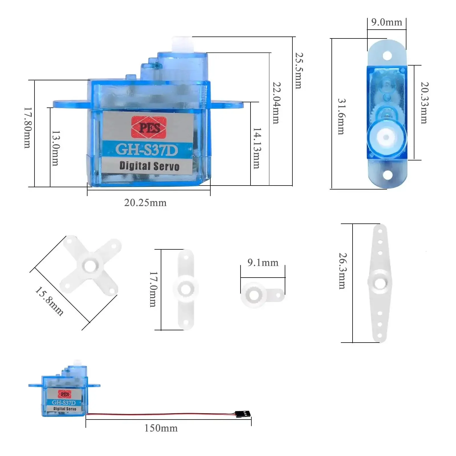 Ultra Lightweight Micro Digital Servo GH S37D Coreless Motor For RC Aircraft And Drones, Beefed Up 0.5 To 0.7 Kg Cm Torque, 0.10 To 0.13 Seconds Per 60 Degrees, Six Pack Of Micro Servos For RC Cars Planes Helicopters Aeromodelling - Image 3