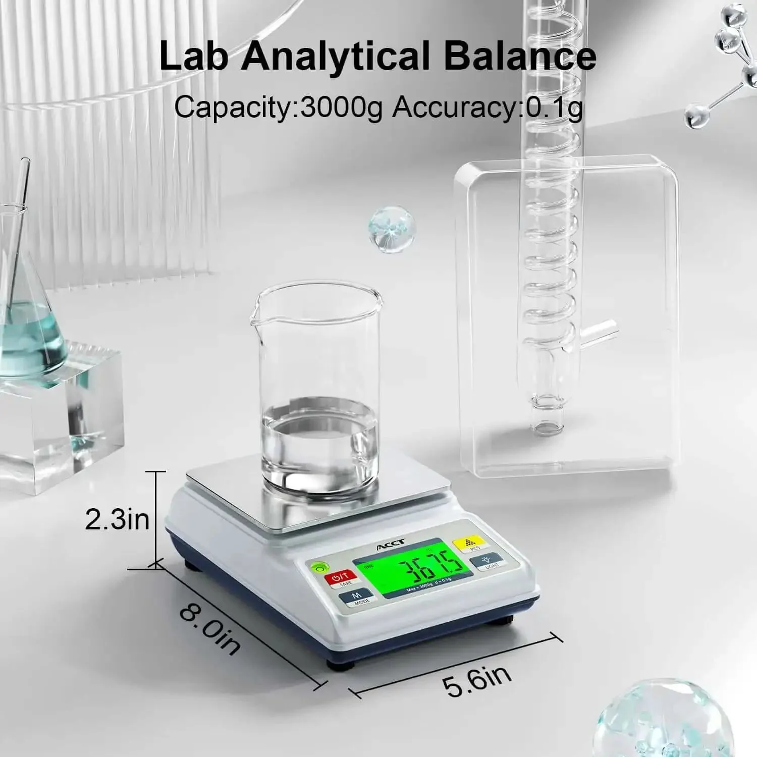 Ultra Precision 3000g Capacity Analytical Balance Lab Scale With 0.1g Readability, Auto Tare, Part Counting, Five Unit Modes, Dual Battery And USB Charging, Compact Industrial Grade For Lab Prep, QA Testing, And Production - Image 7