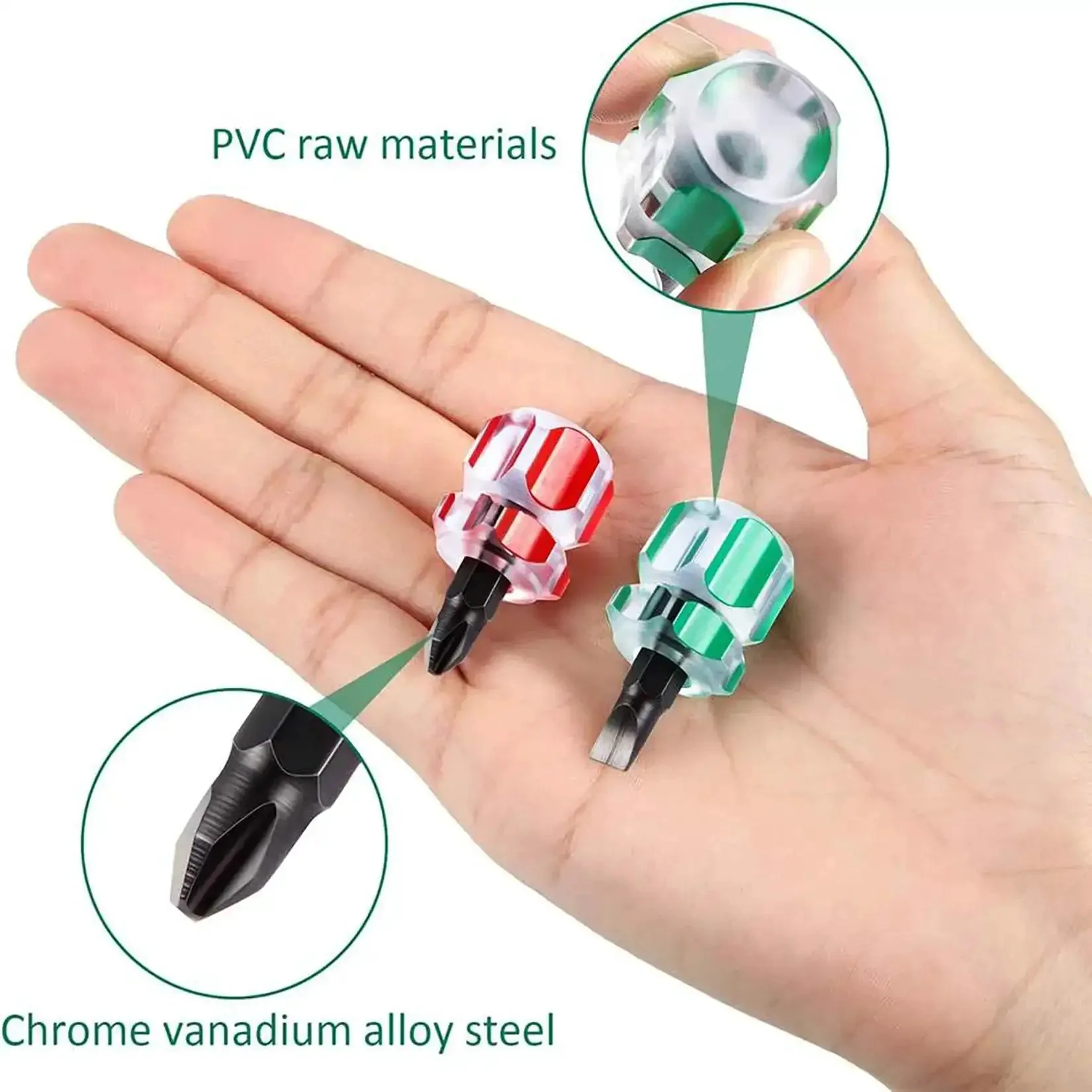 Ultra Short Sewing Machine Screwdriver Set With Flat Head And Phillips Bits For Tight Spots Great For Sewing Projects With Clear Plastic Handles And A Six Slot Grip For Easy Torque - Image 4