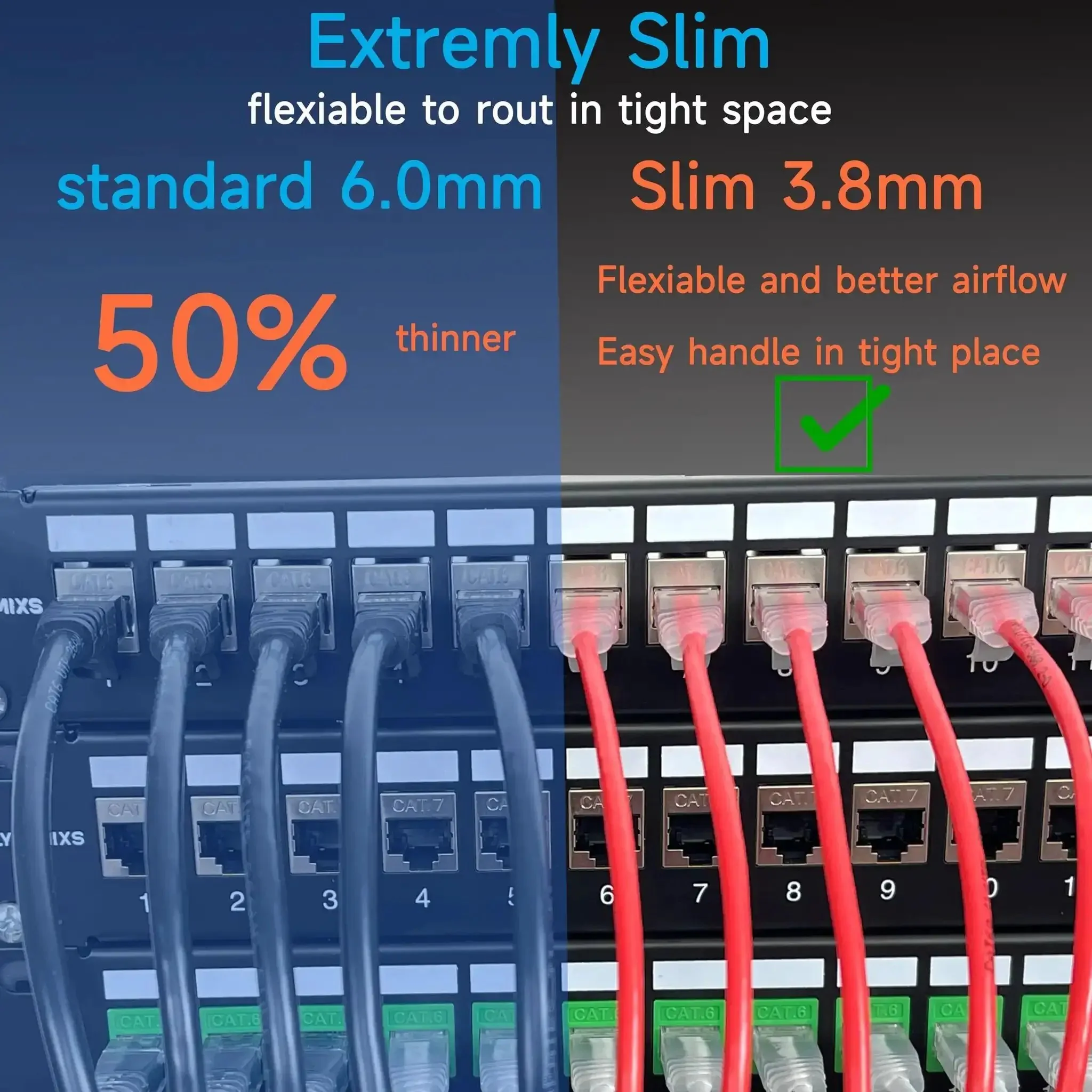 Ultra Slim Cat6a Ethernet Patch Cable 1 Ft Pack Of 24 Blue For Data Centers And Home Networks 10G Ready High Speed Patch Cables That Meet ANSI TIA 5682D Standards For Enterprise And Fast Local Networking - Image 5