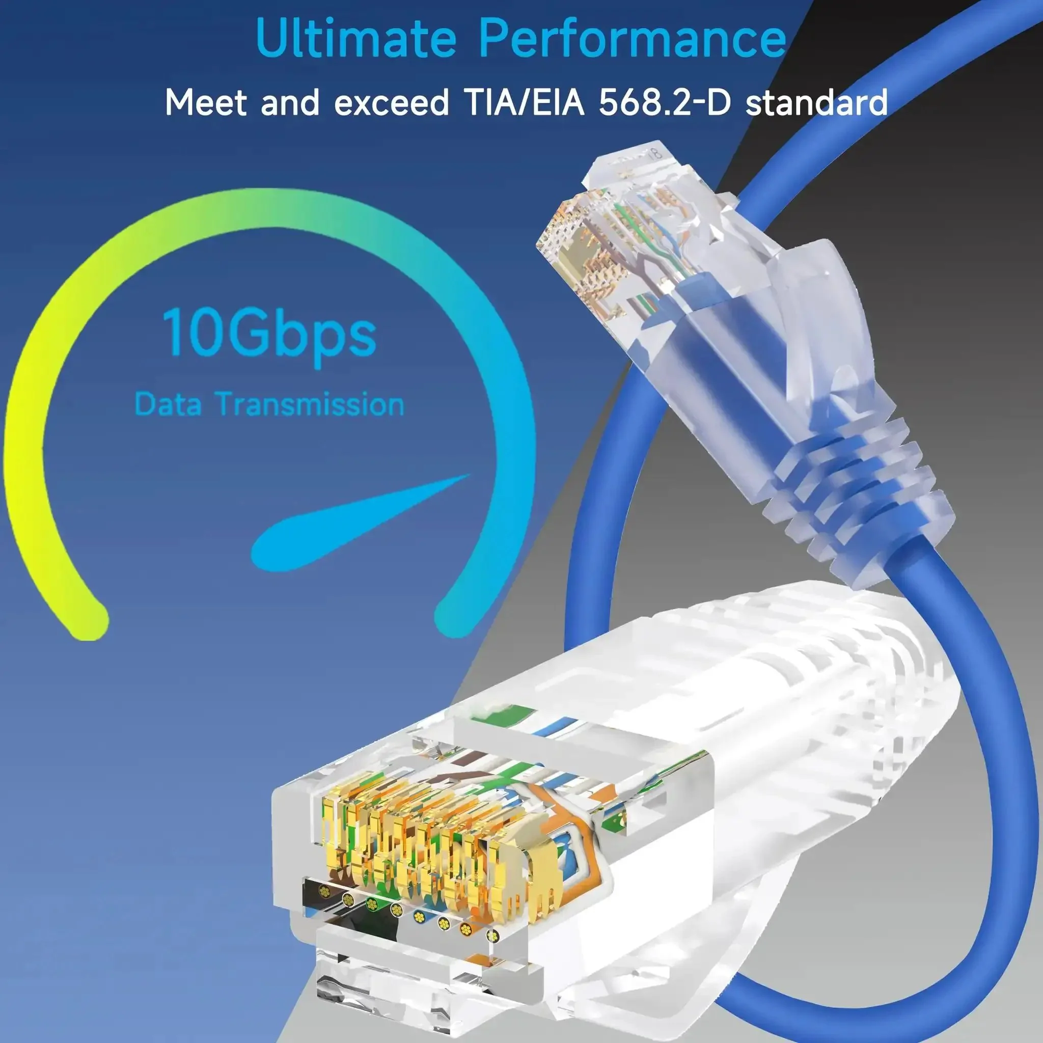 Ultra Slim Cat6a Ethernet Patch Cable 1 Ft Pack Of 24 Blue For Data Centers And Home Networks 10G Ready High Speed Patch Cables That Meet ANSI TIA 5682D Standards For Enterprise And Fast Local Networking - Image 6