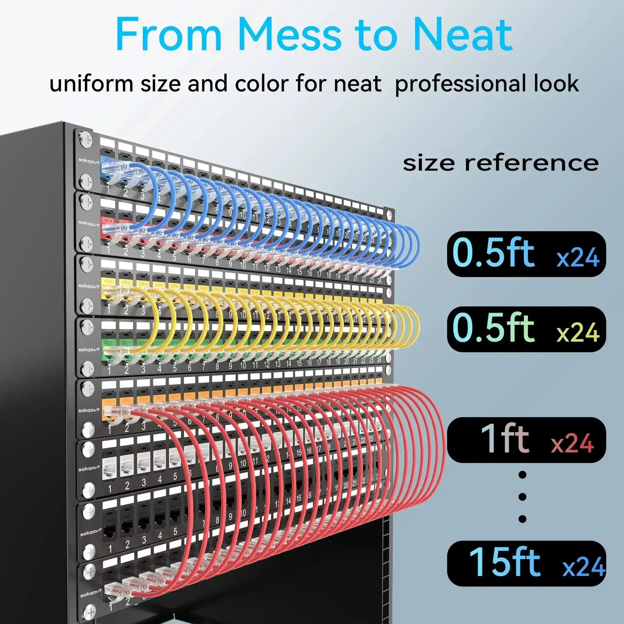 Ultra Slim Cat6a Patch Cables 1ft Pack Of 24, Flexible 10G Ethernet Cables With 550MHz, 28AWG Pure Copper, Black For Network Racks And Cabinets, Easy Routing In Tight Spaces - Image 4