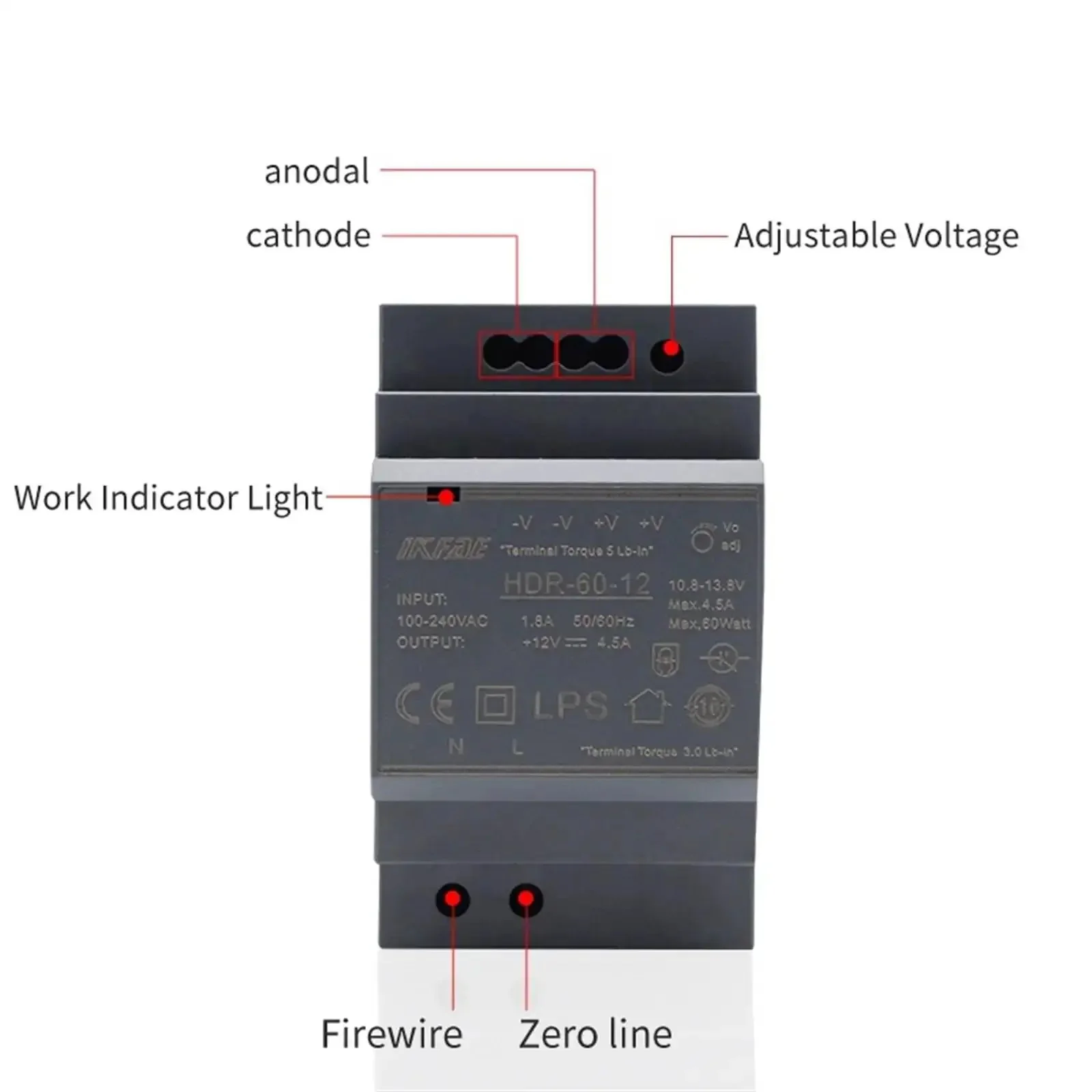 Ultra Slim DIN Rail Power Supply 60W 100-240V Input With 5V 12V 24V 48V Outputs Switching Mode Industrial PSU For Automation, Control Panels, And Tight Spaces In The Rack - Image 4