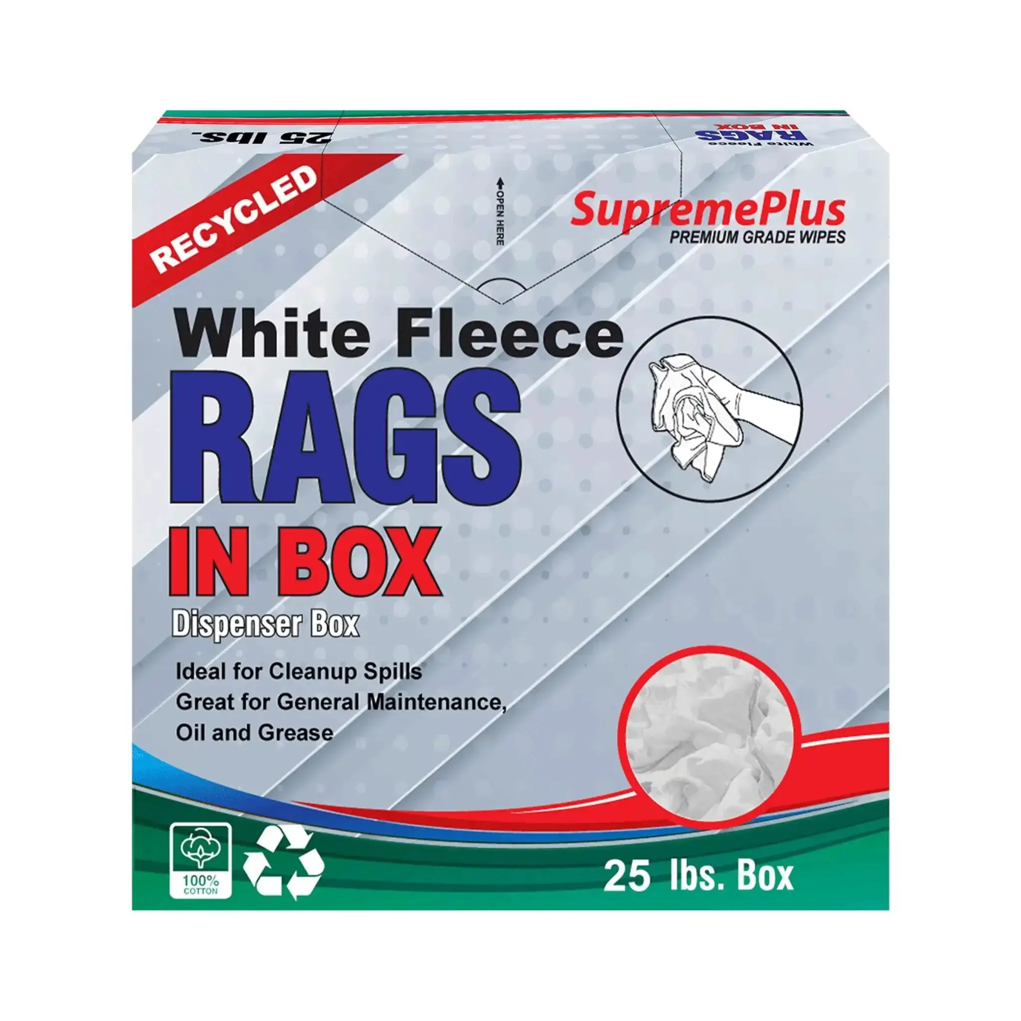 Ultra Soft Recycled White Fleece Rags 25 Lb Box For Oil Grease Dust And General Cleanup Heavy Duty Absorbent Wiping Cloths For Shop Garage And Industrial Use - Image 7
