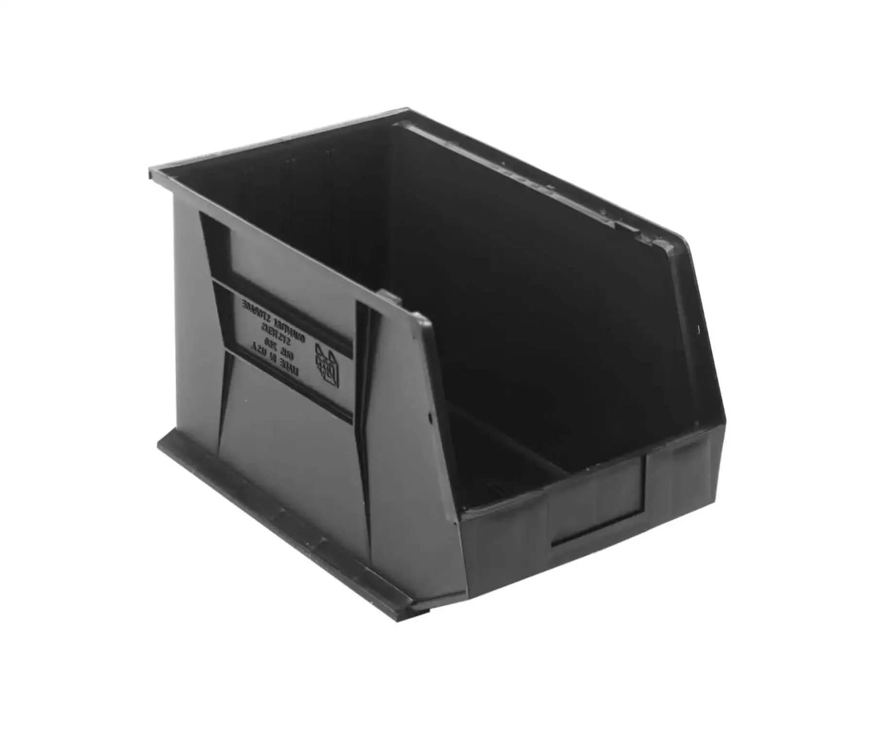 Ultra Stack And Hang Part Organizer Bins Set Heavy Duty Recycled Plastic Storage Black 18 In L By 11 In W By 10 In H 4 Pack Eco Friendly Garage Ready Workshop Organization