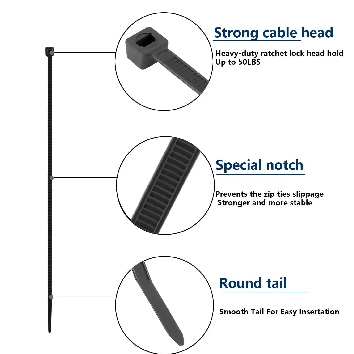 Ultra Tough 2000 Pack Zip Ties Assorted Sizes 4 6 8 10 12 Inch Self Locking Nylon Cable Ties Outdoor UV Resistant Weatherproof Wire Straps for Home Office Garden Workshop Indoor Outdoor Fence Black - Image 5