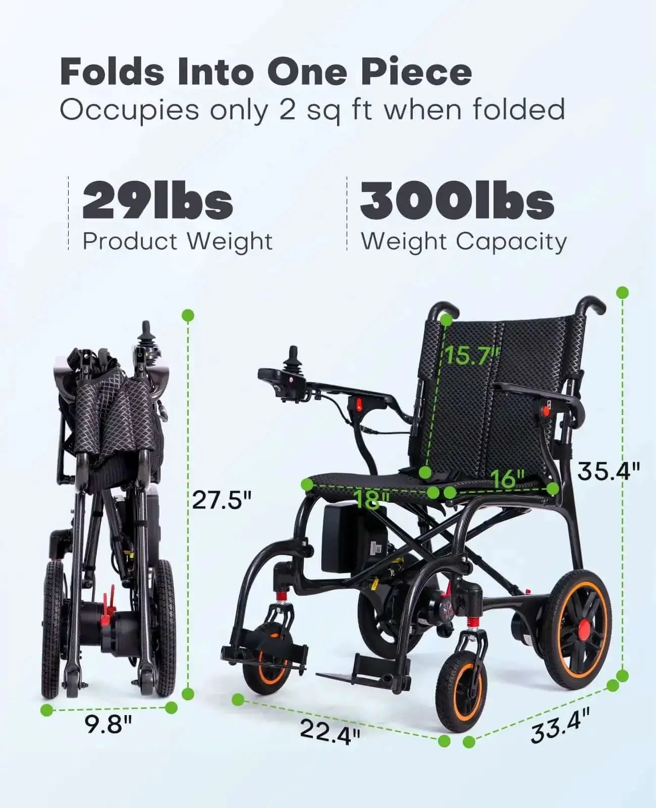 Ultralight Carbon Fiber Electric Wheelchair For Adults And Seniors Foldable Travel Mobility Aid Airline Approved All Terrain Motorized Chair With Twelve Point Four Mile Range - Image 5