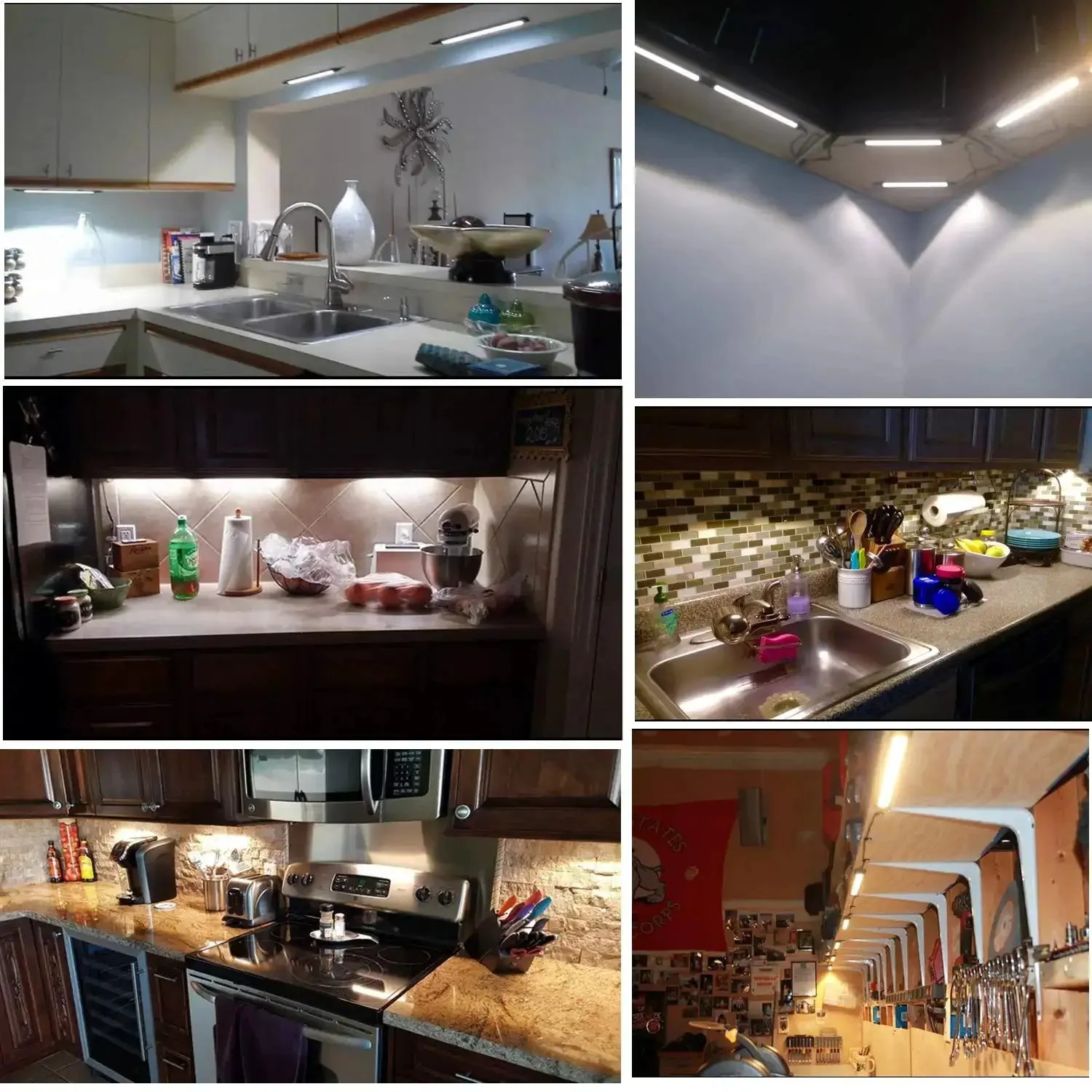 Under Cabinet LED Light Bar Kit 12V Plug In Dimmable With Switch 6 Panel Daylight White Bar Lights For Kitchen Counter Shelf And Display Easy Install With Adhesive Tape And Screws - Image 2