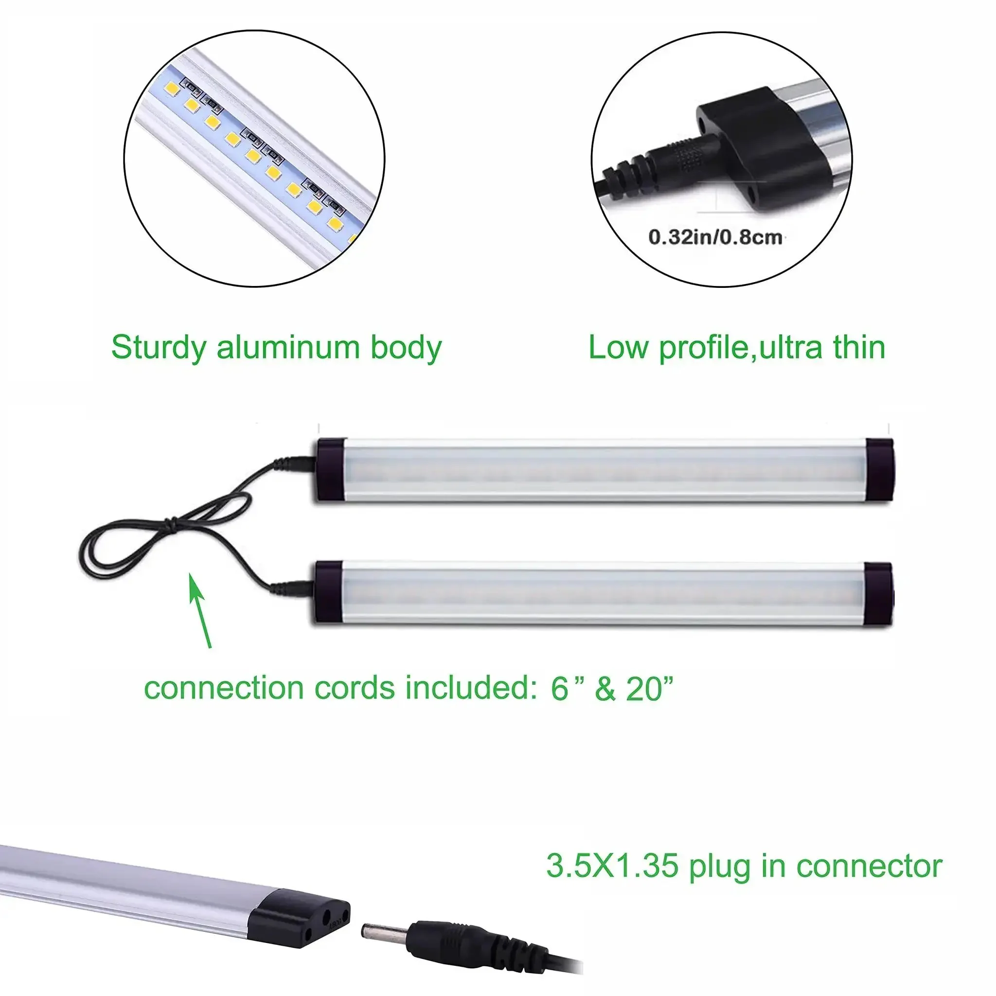 Under Cabinet LED Light Bar Kit 12V Plug In Dimmable With Switch 6 Panel Daylight White Bar Lights For Kitchen Counter Shelf And Display Easy Install With Adhesive Tape And Screws - Image 4