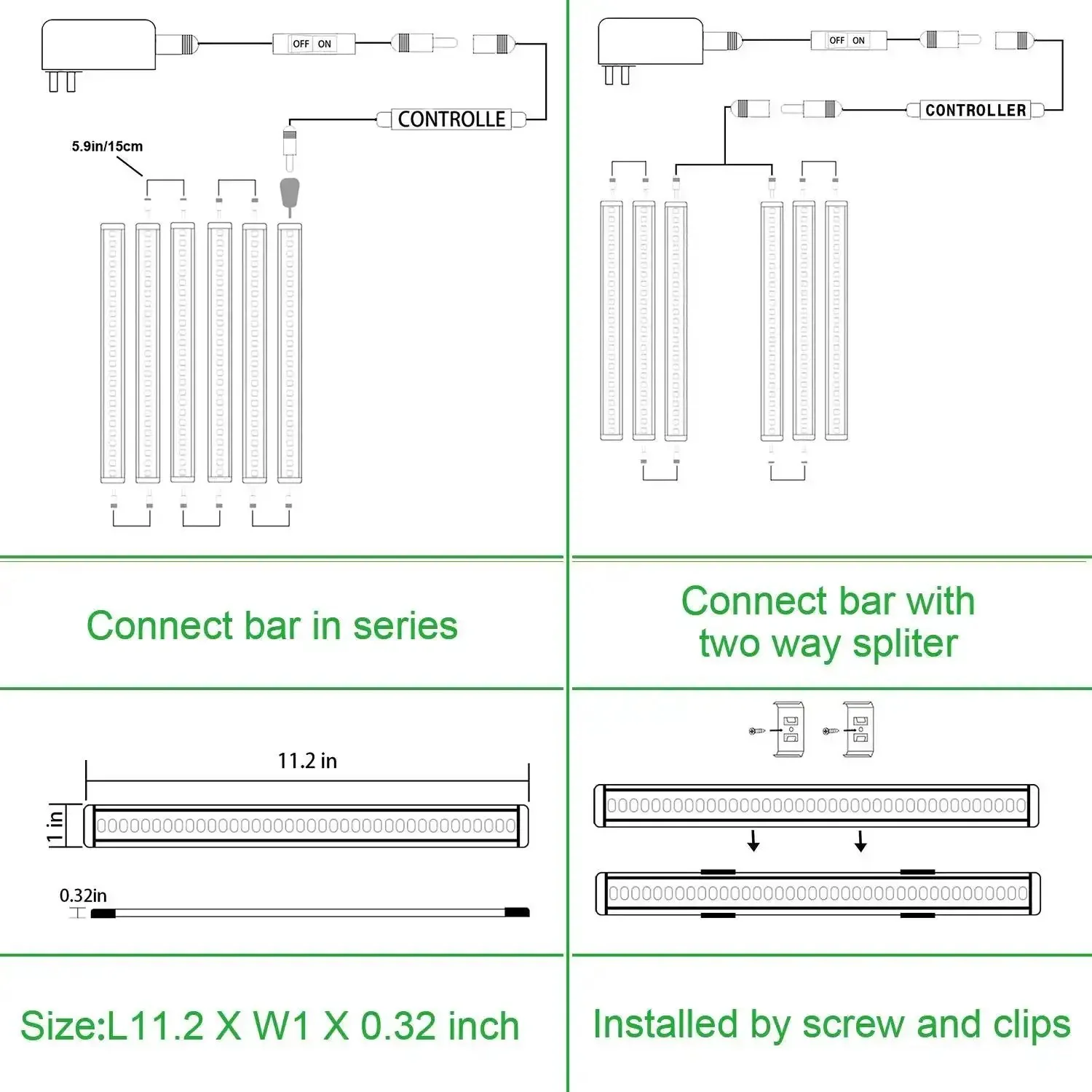 Under Cabinet LED Light Bar Kit 12V Plug In Dimmable With Switch 6 Panel Daylight White Bar Lights For Kitchen Counter Shelf And Display Easy Install With Adhesive Tape And Screws - Image 5